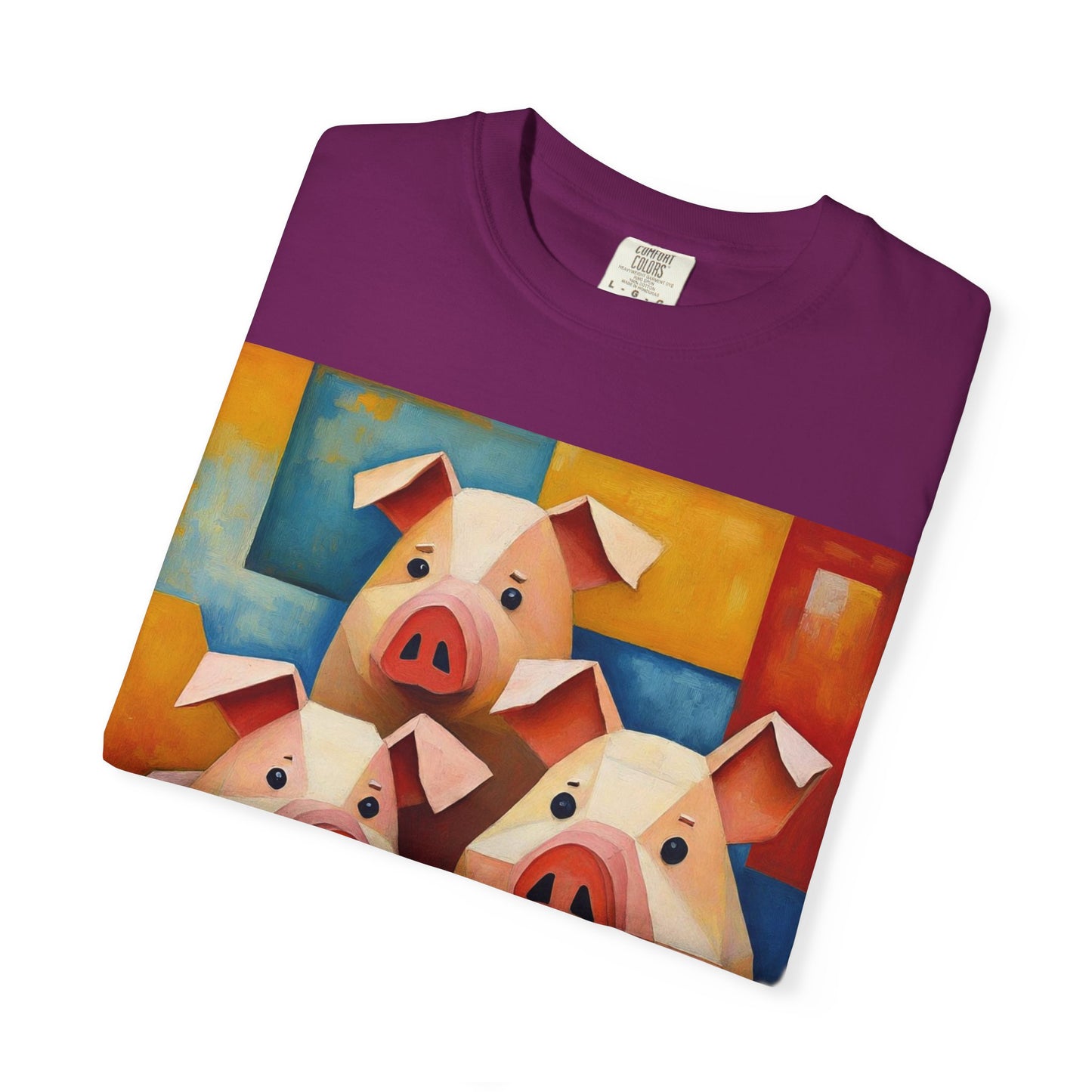 Pig Art T-Shirt, Funny Farm Tee, Animal Lover Gift, Unisex Graphic Tee, Cute Farmhouse Style, Casual Everyday Wear