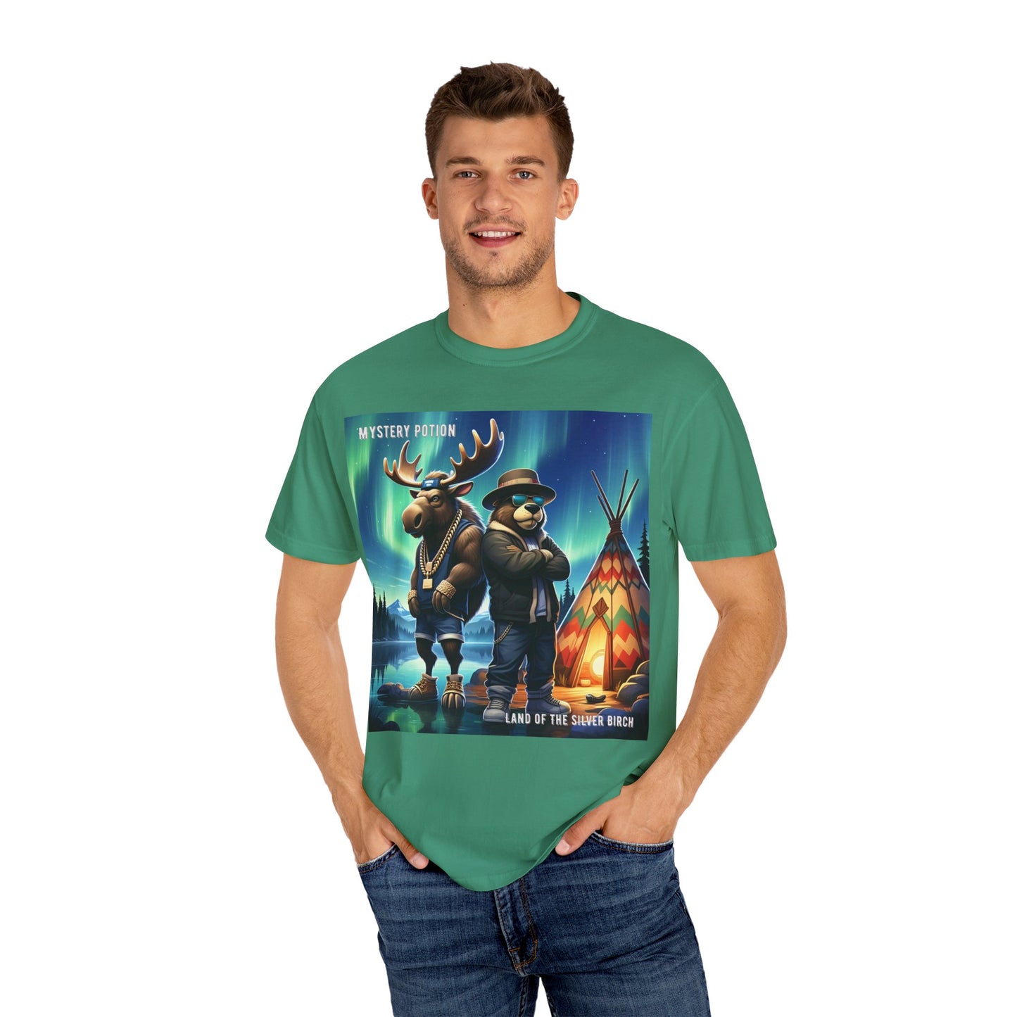 'Land Of The Silver Birch' by Mystery Potion,  Unisex Garment-Dyed T-shirt