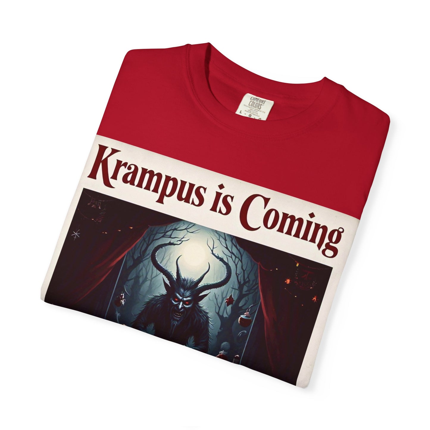 Krampus is Coming Unisex T-Shirt, Holiday Apparel, Christmas Gift, Cozy Casual Wear, Horror Theme Tee