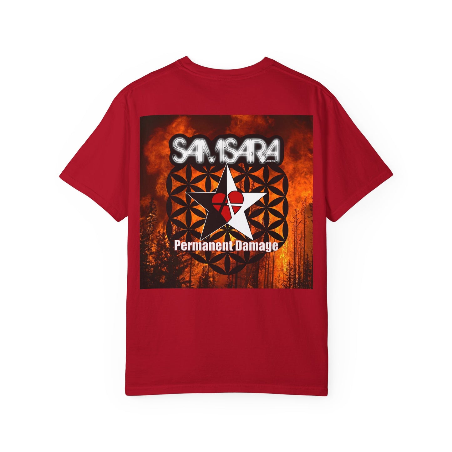 Samsara Heart Permanent Damage Unisex T-Shirt, Trendy Graphic Tee, Streetwear Style, Casual Apparel, Perfect for Music Festivals, Unique Gift Idea