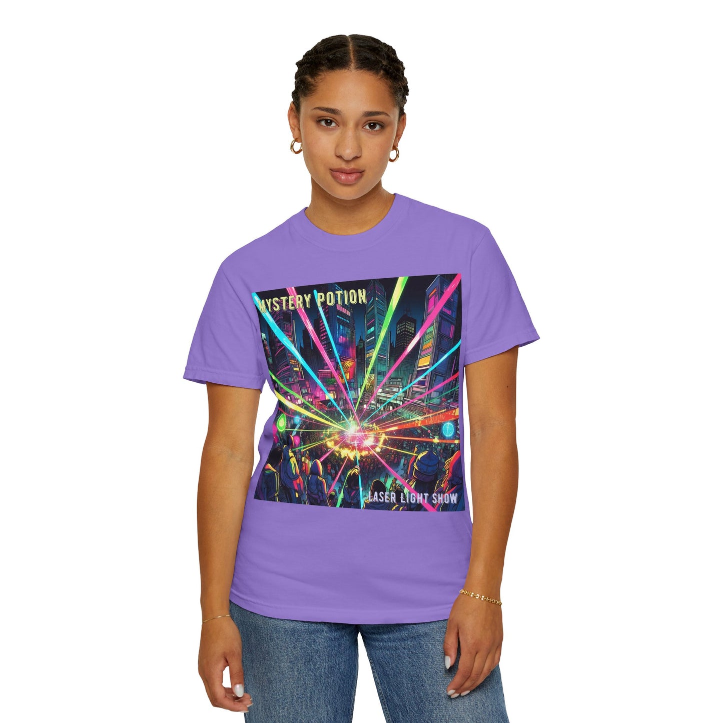 Mystery Potion Laser Light Show Tee, Unisex Graphic T-Shirt, Festival Wear, Concert Shirt, Party Outfit, Colorful Apparel