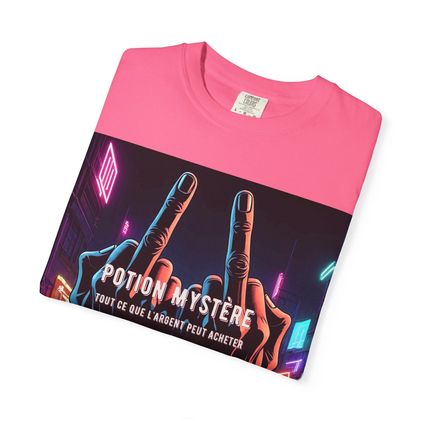 'Tout Ce Que L'Argent Peut Acheter' par Potion Mystère, Two Fingers Up Unisex T-Shirt with Artistic Graphic Design, Casual Wear, Streetwear Style, Gift for Art Lovers, Unique Graphic Tee, [...]
