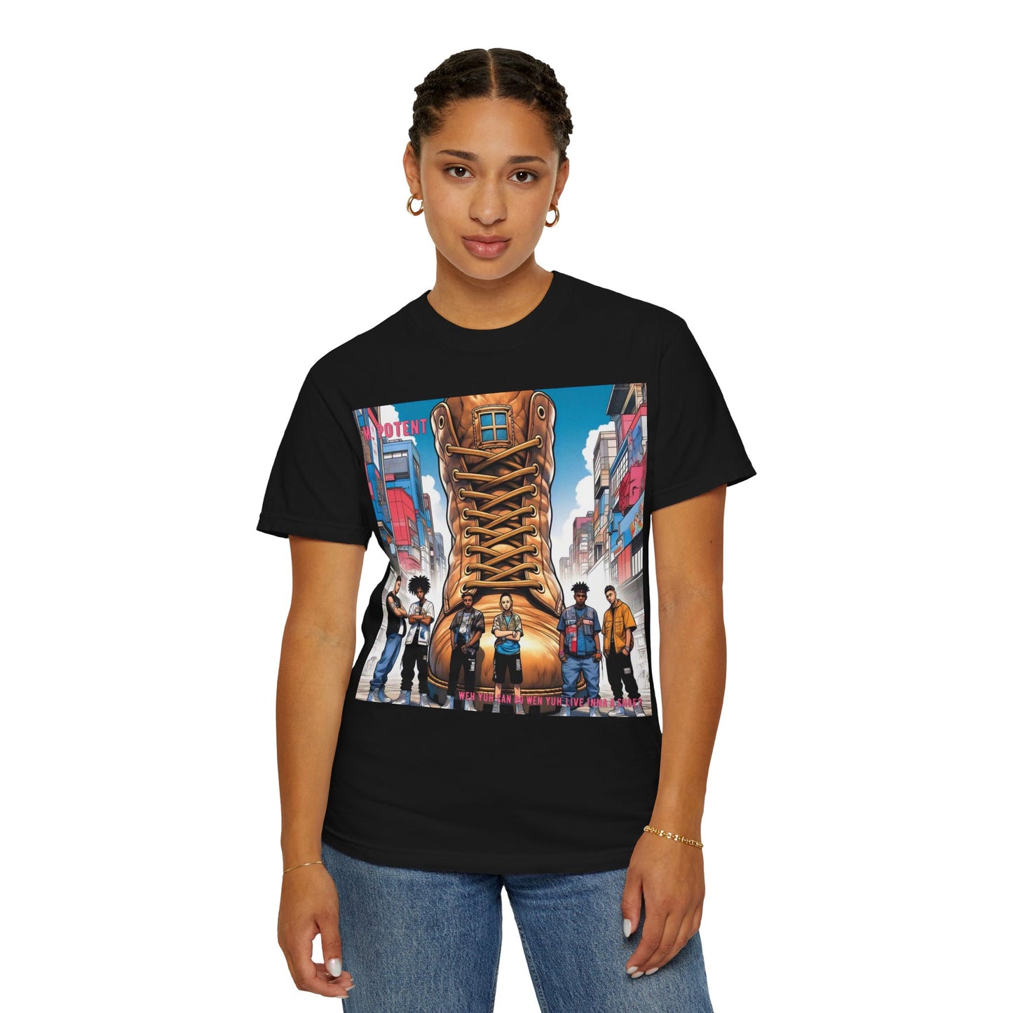 Urban-Inspired "What Can You Do When You Live In A Shoe?" Graphic Tee, Streetwear T-shirt, Casual Wear, Hip Hop Fashion, Birthday Gift, Unisex T-shirt with Bold Design