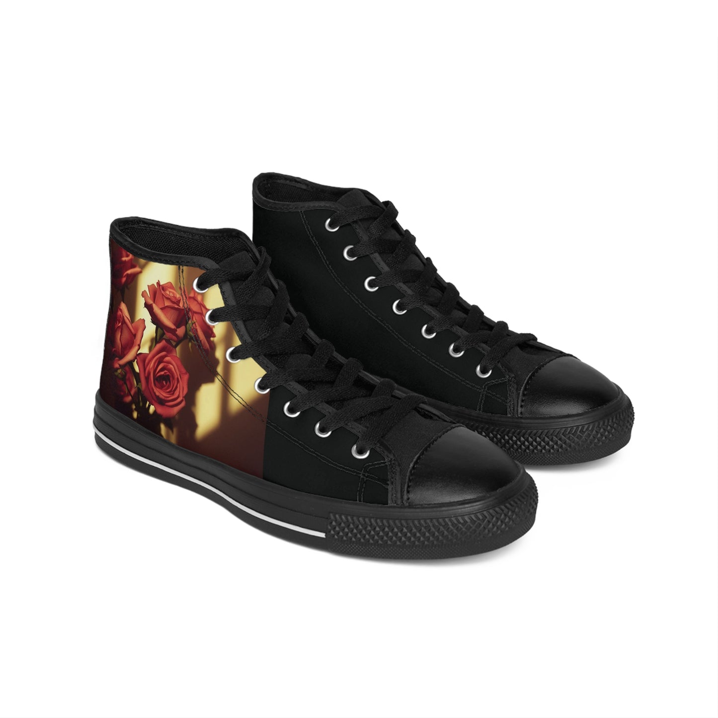 'Love, Loss, and Hearts That Collide' by Mystery Potion, Floral Design High-Top Sneakers | Trendy Footwear for Women, Stylish Sneakers, Unique Gifts for Her, Casual Everyday Shoes, Rose Pattern