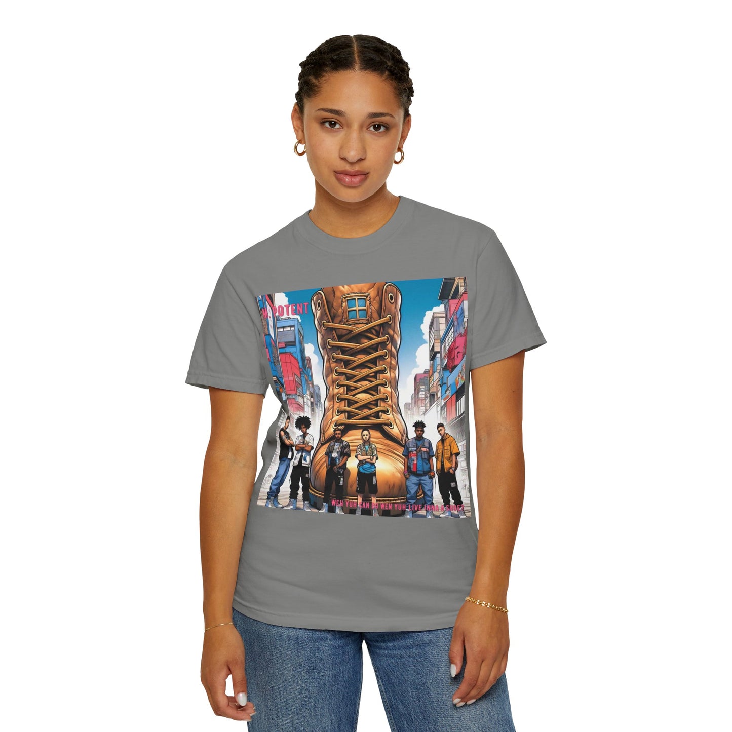 Urban-Inspired "What Can You Do When You Live In A Shoe?" Graphic Tee, Streetwear T-shirt, Casual Wear, Hip Hop Fashion, Birthday Gift, Unisex T-shirt with Bold Design