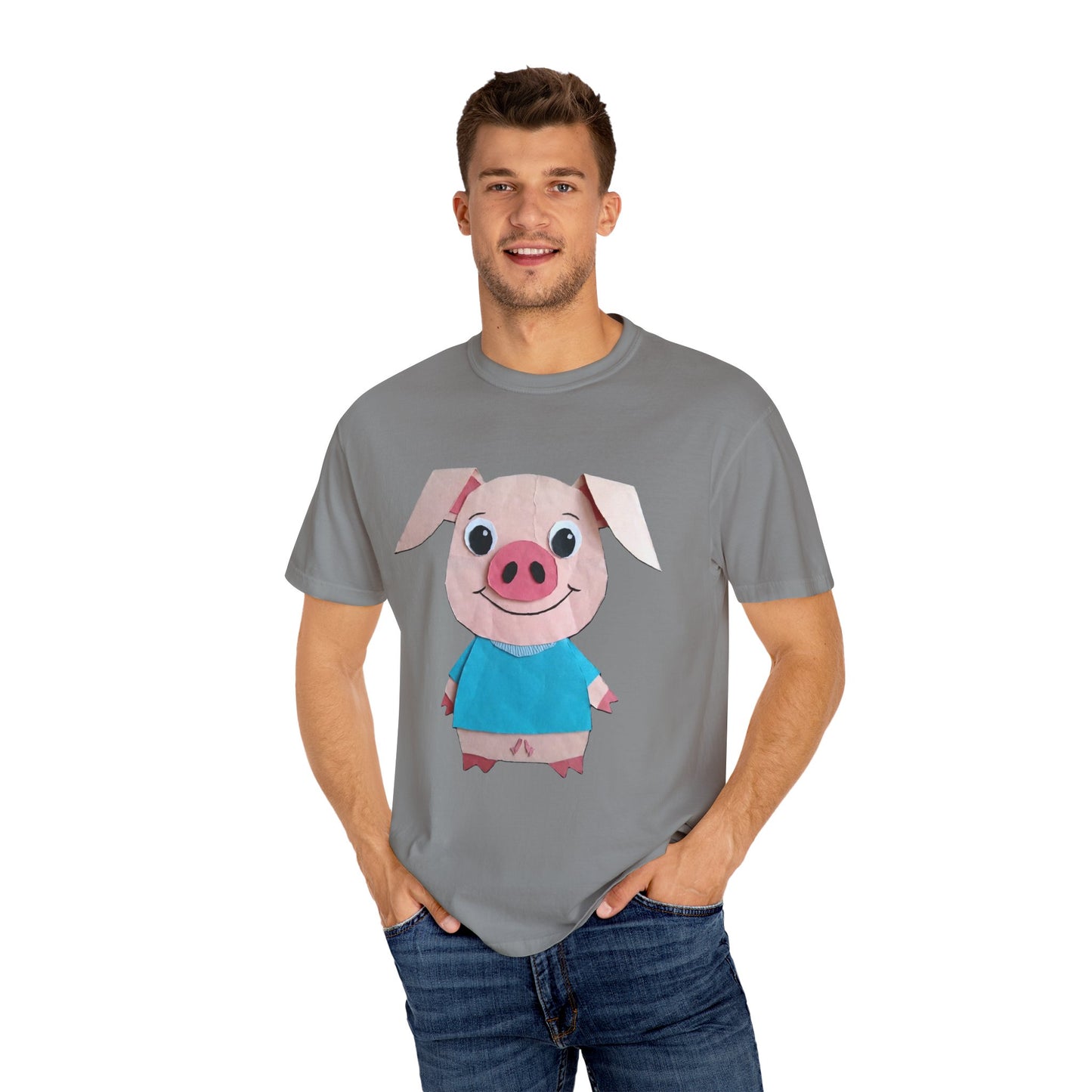 Cute Pig Character T-Shirt, Animal Lover Gift, Funny Graphic Tee, Casual Wear, Farm Themed Shirt