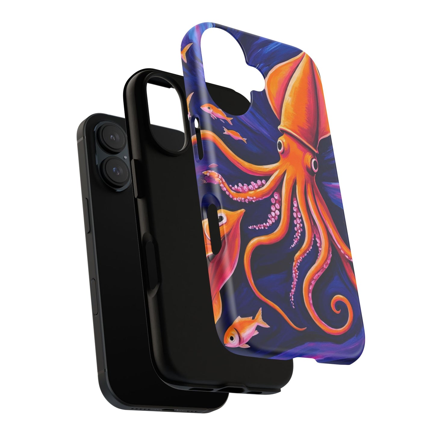 Vibrant Squid Octopus Phone Case, Tough Cases with Marine Life Design, Unique Gift for Ocean Lovers, Art-Inspired Accessory, Perfect for Birthdays