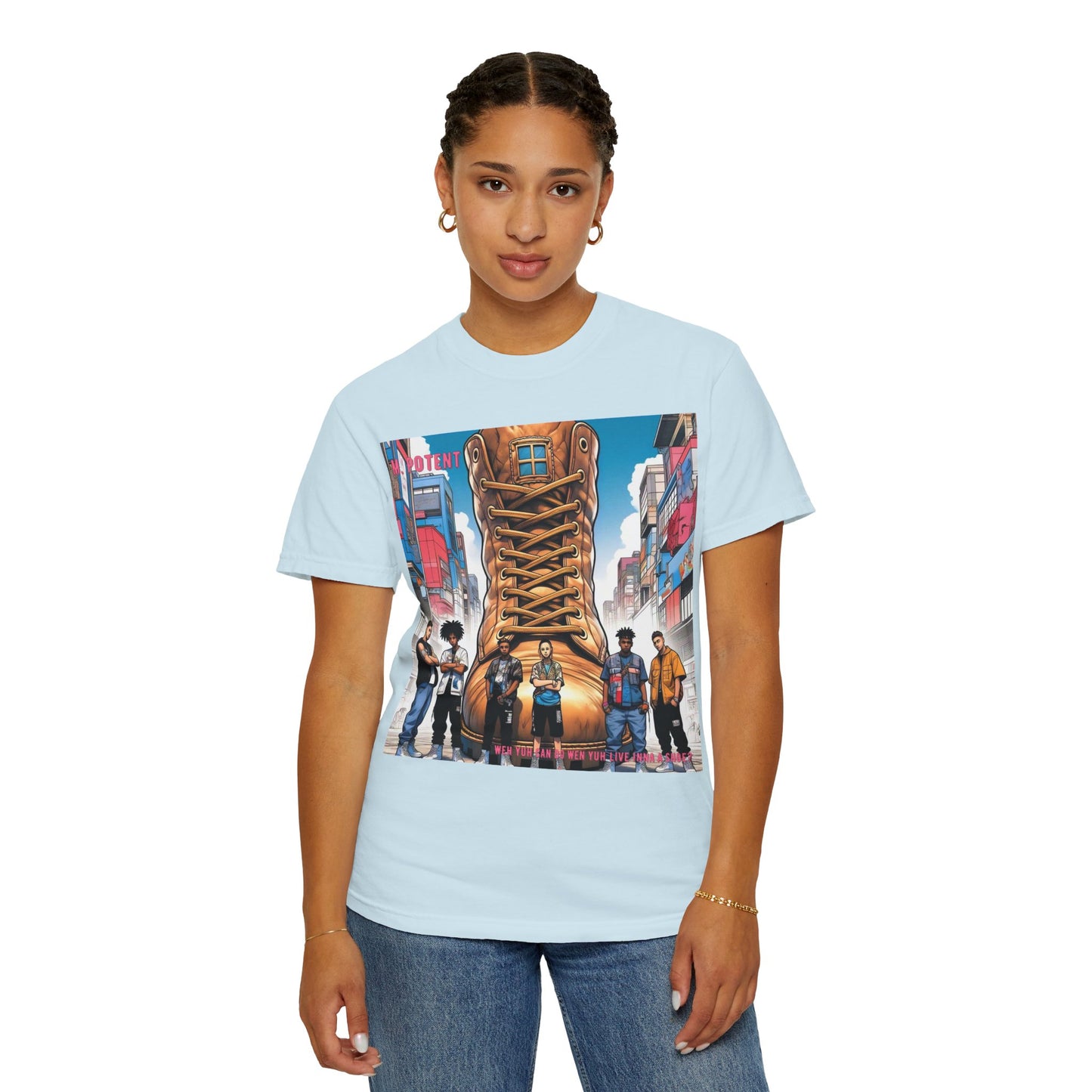 Urban-Inspired "What Can You Do When You Live In A Shoe?" Graphic Tee, Streetwear T-shirt, Casual Wear, Hip Hop Fashion, Birthday Gift, Unisex T-shirt with Bold Design
