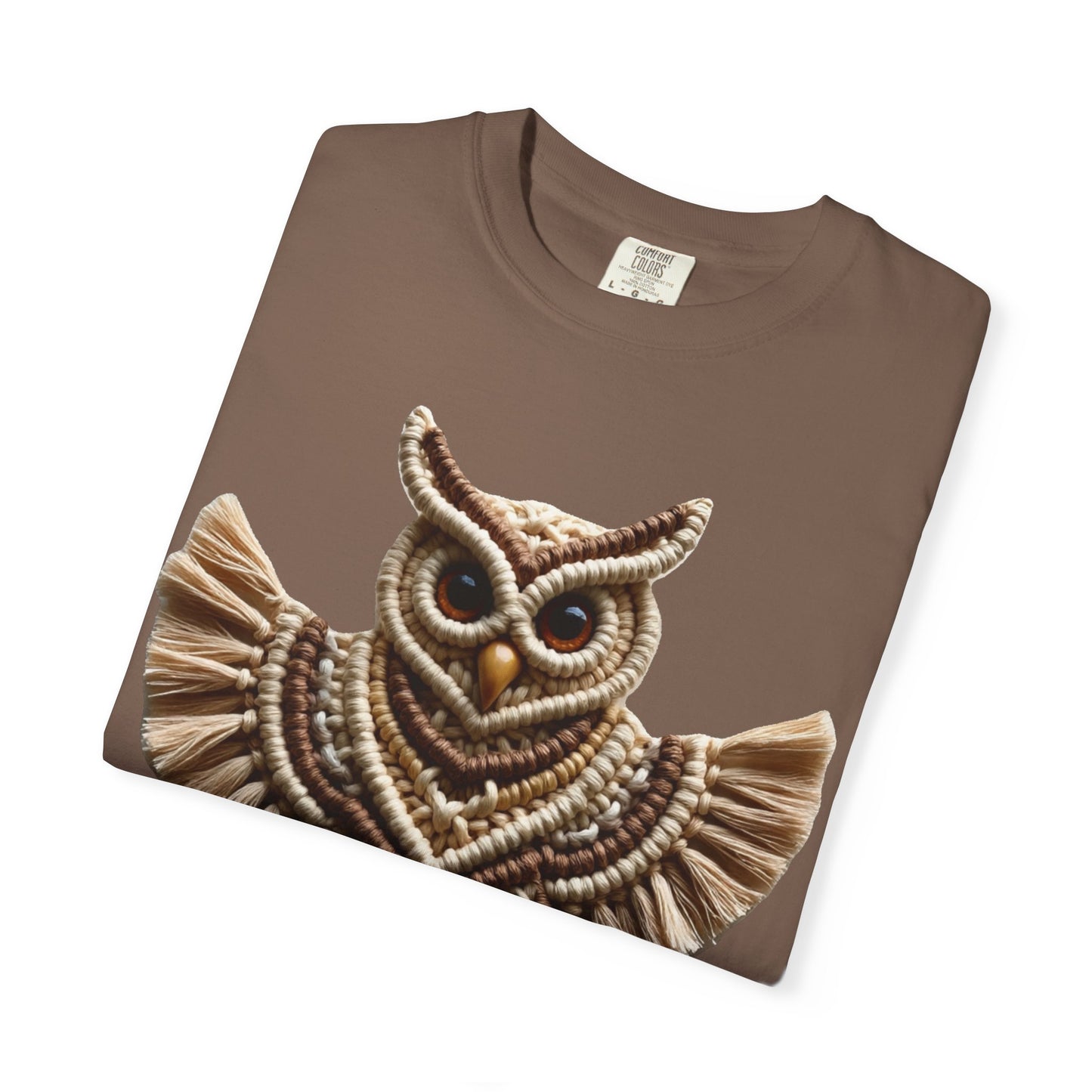 Artistic Macrame Owl T-Shirt, Unisex Graphic Tee, Nature Lover Gift, Bohemian Style Shirt, Wildlife Art Apparel, Unique Owl Design