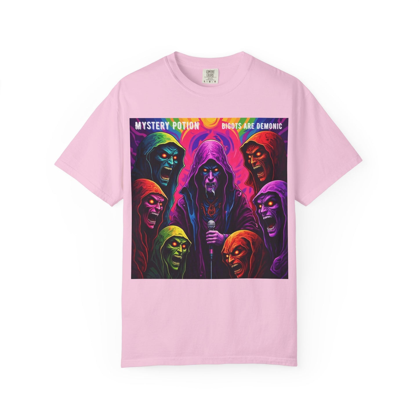 Mystery Potion Graphic Tee | Unisex Halloween T-shirt, Spooky Gift, "Bigots Are Demonic" Graphic Shirt, Witchy Apparel, Unique Casual Wear