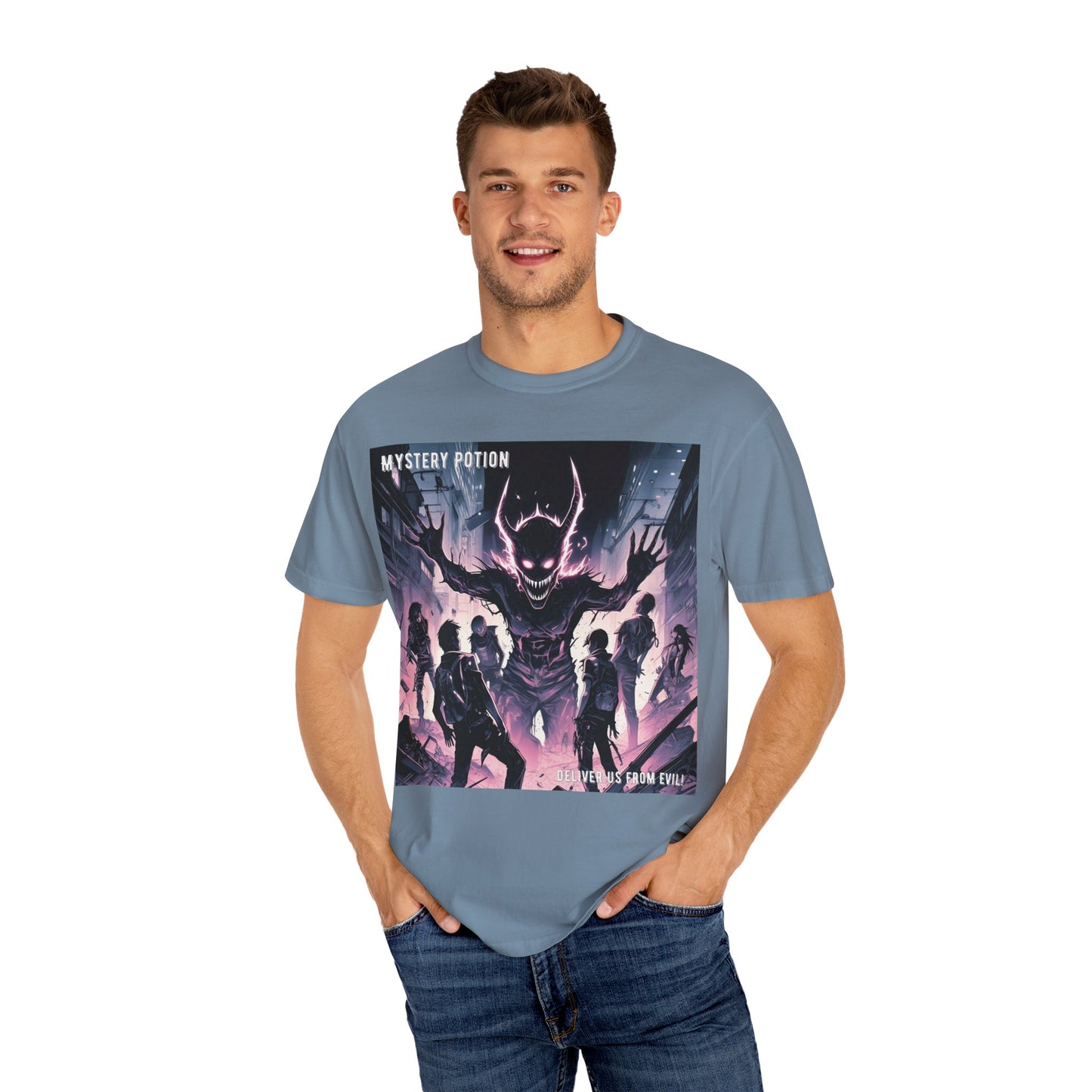 Mystery Potion Evil Satanic Graphic Tee, Unisex T-Shirt for Gamers, Cosplay Costume, Casual Wear, Unique Devilish Gift Idea
