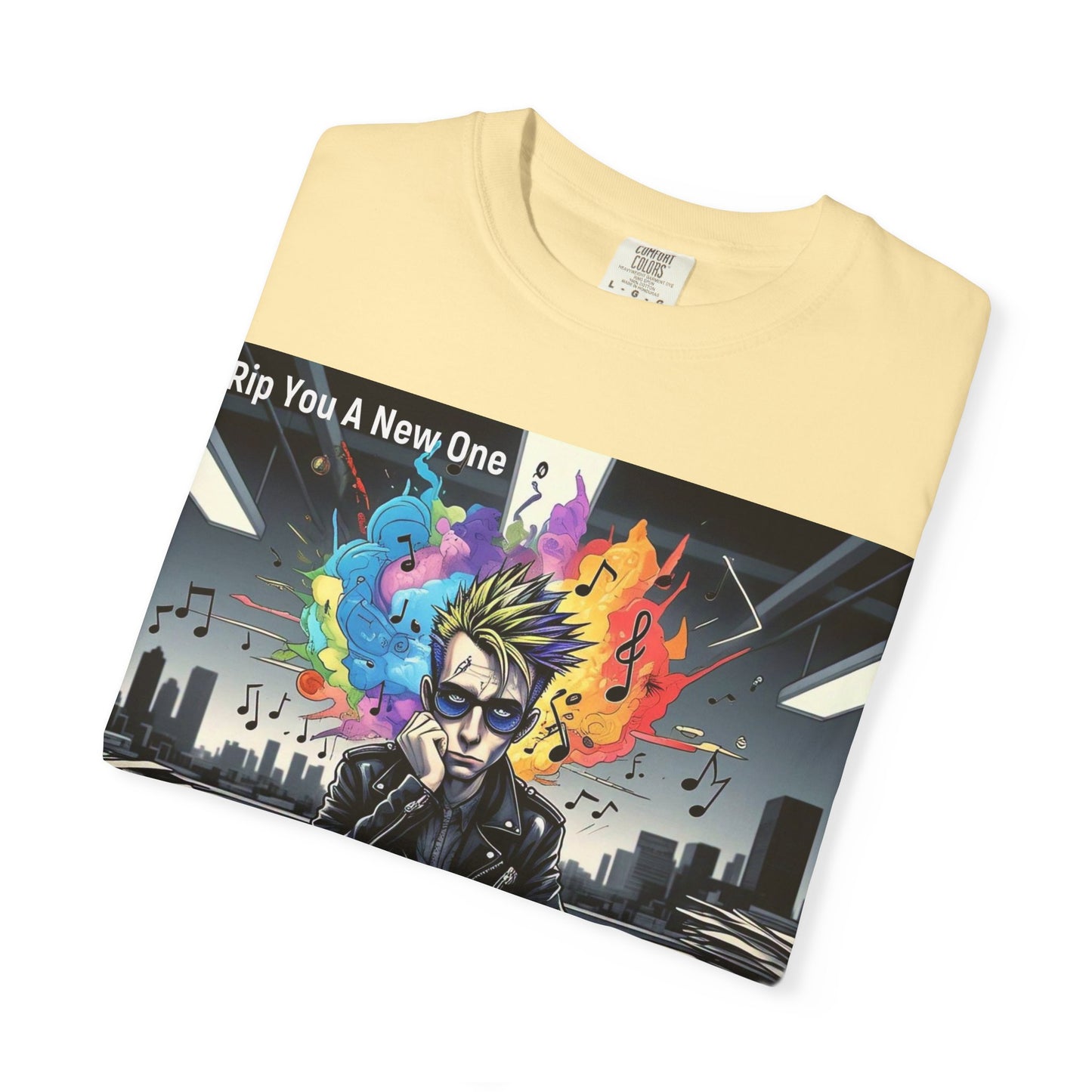 Colorful Creative T-Shirt - Rip You A New One Graphic Tee, Unisex Design for Artists, Music Lovers, Gift for Holidays, Casual Wear