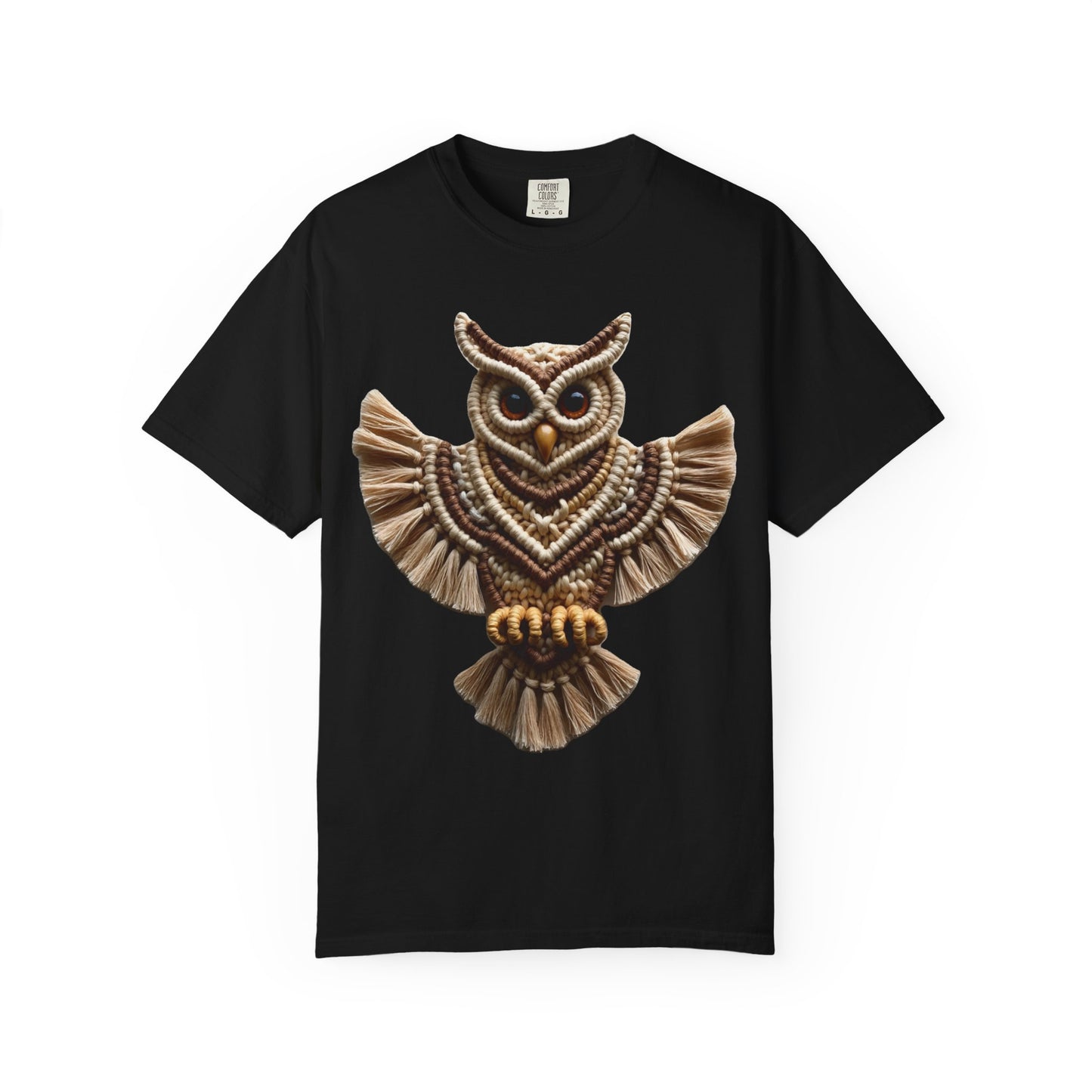 Artistic Macrame Owl T-Shirt, Unisex Graphic Tee, Nature Lover Gift, Bohemian Style Shirt, Wildlife Art Apparel, Unique Owl Design