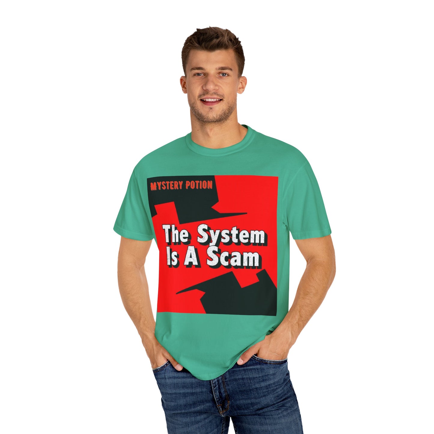 'The System Is A Scam' by Mystery Potion Unisex T-shirt, Casual Wear, Statement Tee, Gift for Activists, Trendy Apparel