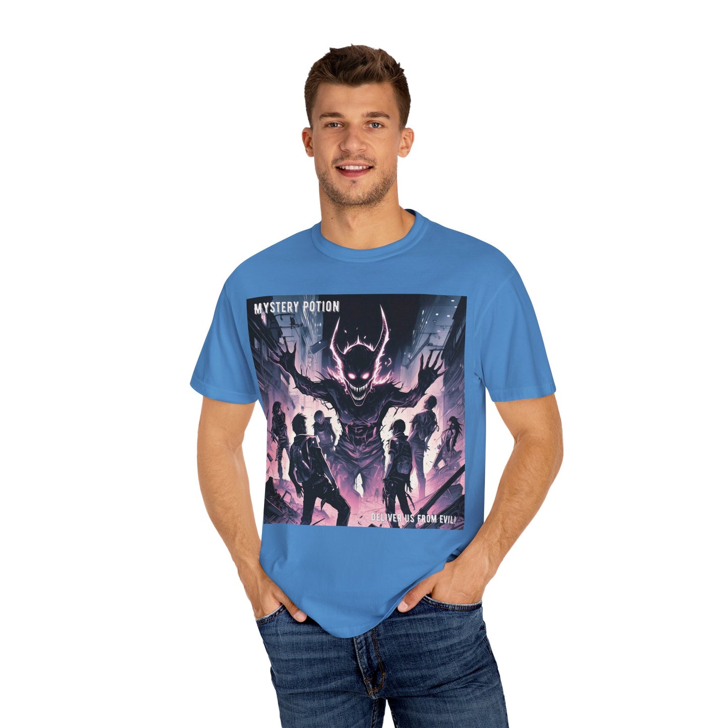 Mystery Potion Evil Satanic Graphic Tee, Unisex T-Shirt for Gamers, Cosplay Costume, Casual Wear, Unique Devilish Gift Idea