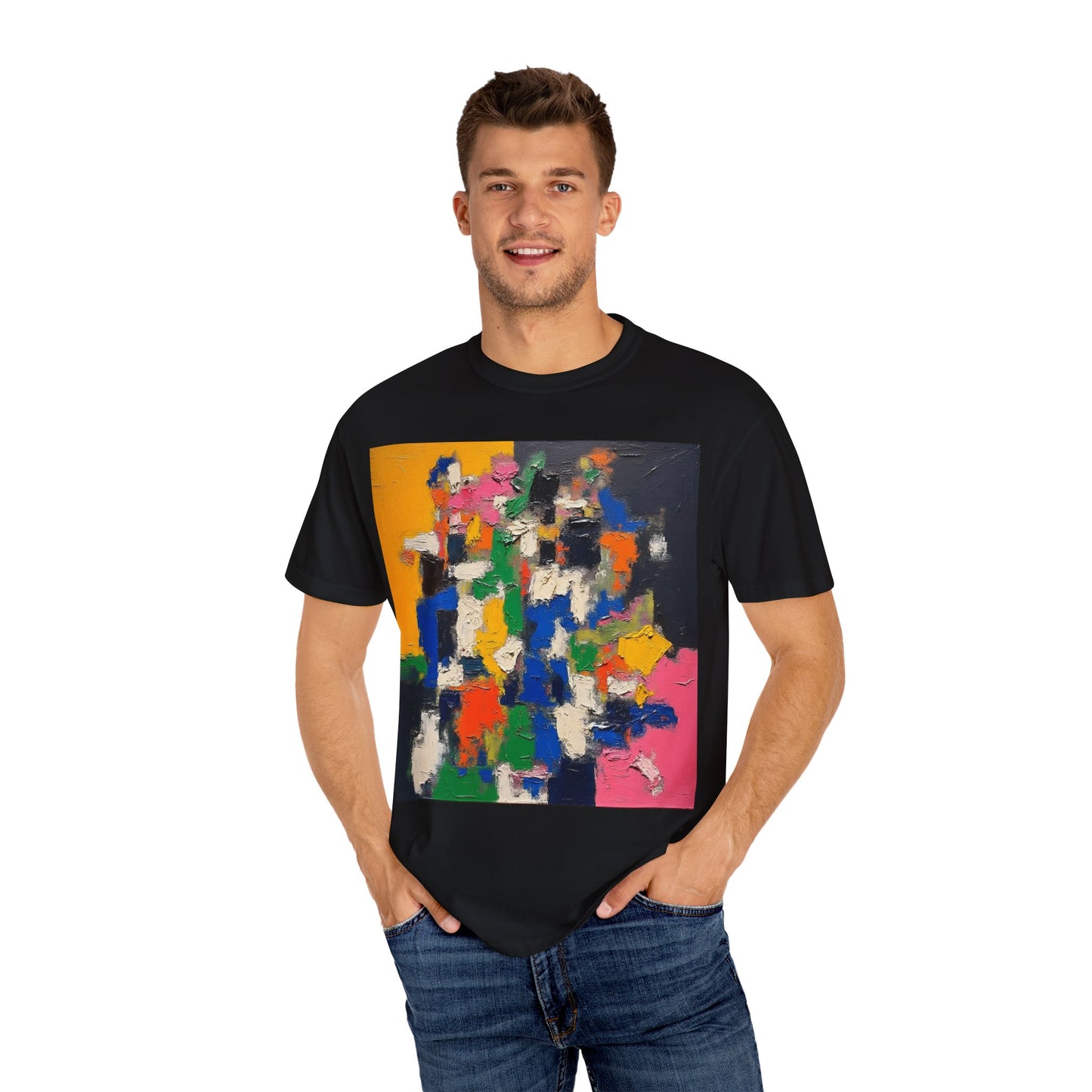 Vibrant Abstract Art Unisex T-Shirt, Colorful Graphic Tee, Casual Wear, Trendy Gift for Art Lovers, Perfect for Summer Festivals