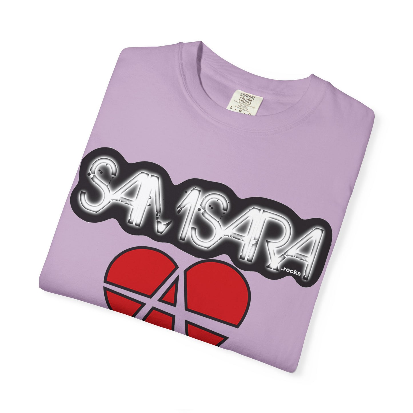 'Samsara Rocks' Logo, Love and Anarchy Graphic Tee | Unisex Garment-Dyed T-Shirt, Casual Fashion, Heart Design, Streetwear, Gift for Him/Her