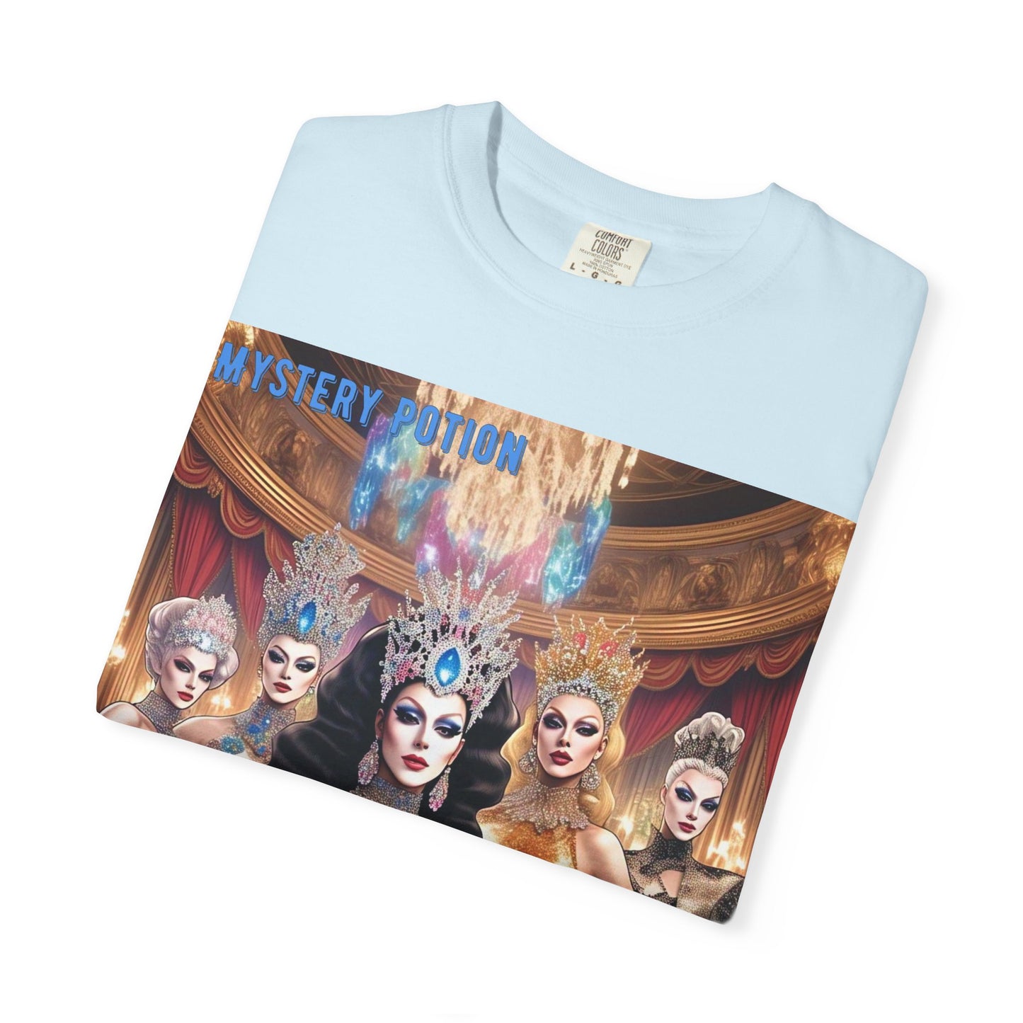 'We're all Queens' by Mystery Potion, Unisex Garment-Dyed T-Shirt, Fashion Apparel for Queens, Vintage-Inspired Tee, Unique Gift for Costume Events, Trendy [...]