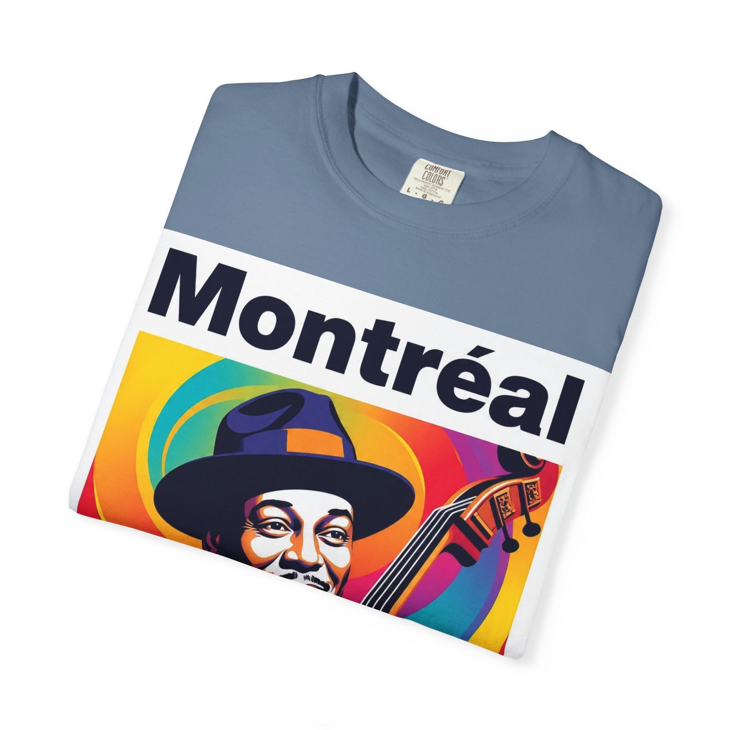 Vibrant Jazz T-Shirt with Montréal Design | Unisex Garment-Dyed Tee for Music Lovers, Concerts, Festivals, Gift Idea, Casual Wear
