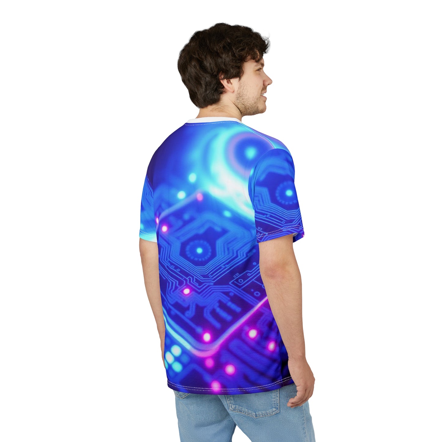 'Genesis' by Mystery Potion Vibrant Tech-Inspired Unisex Tee, AOP Graphic T-Shirt, Unique Cyberpunk Shirt, Trendy Gamer Apparel, Digital Art Fashion Shirt