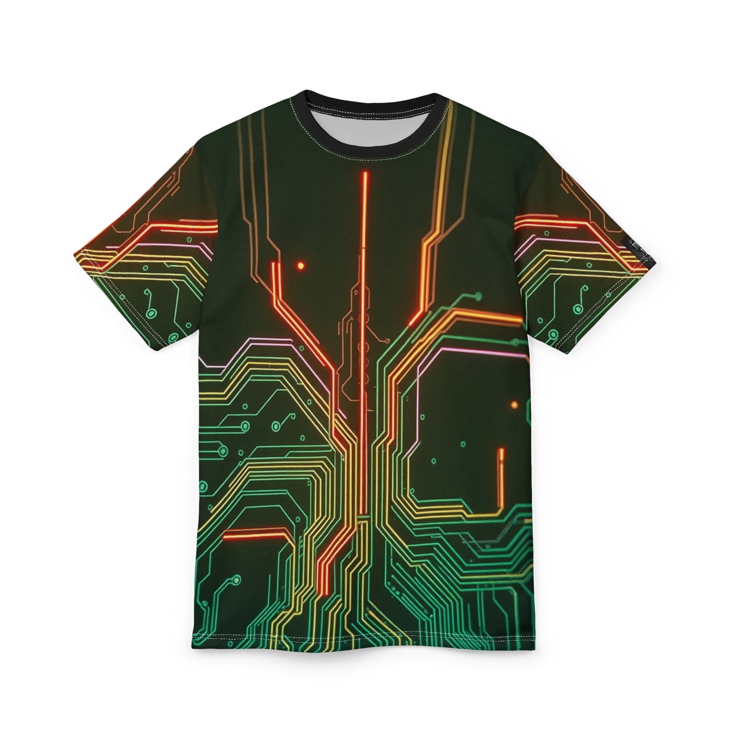 Futuristic Circuit Board Tee, Unisex Graphic Tee, Tech-Inspired Shirt, Unique Gift for Geeks, Cyberpunk Fashion, AOP Design