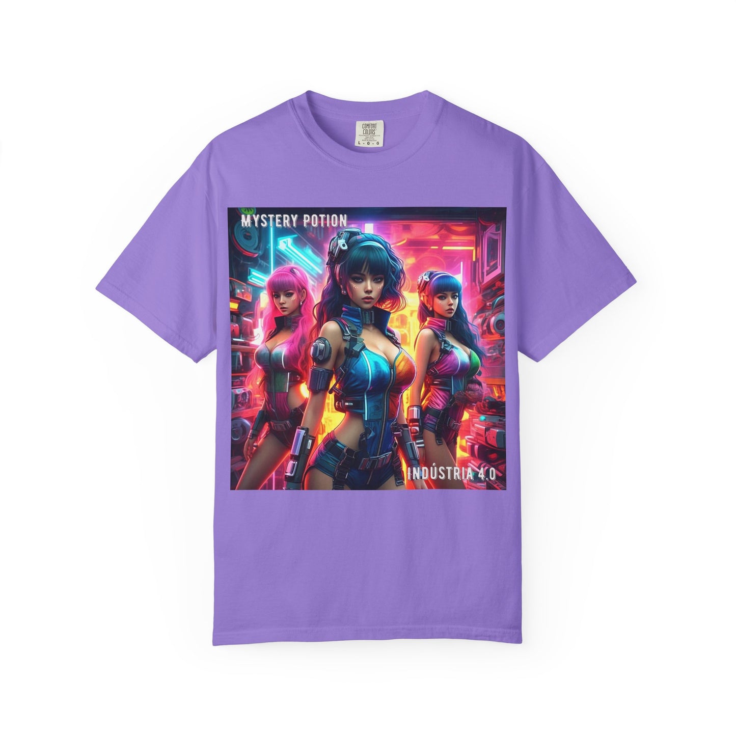 'Indústria 4.0' by Mystery Potion Unisex Garment-Dyed T-shirt, Cyberpunk T-shirt, Gamer Apparel, Unique Graphic Tee, Gift for Fans