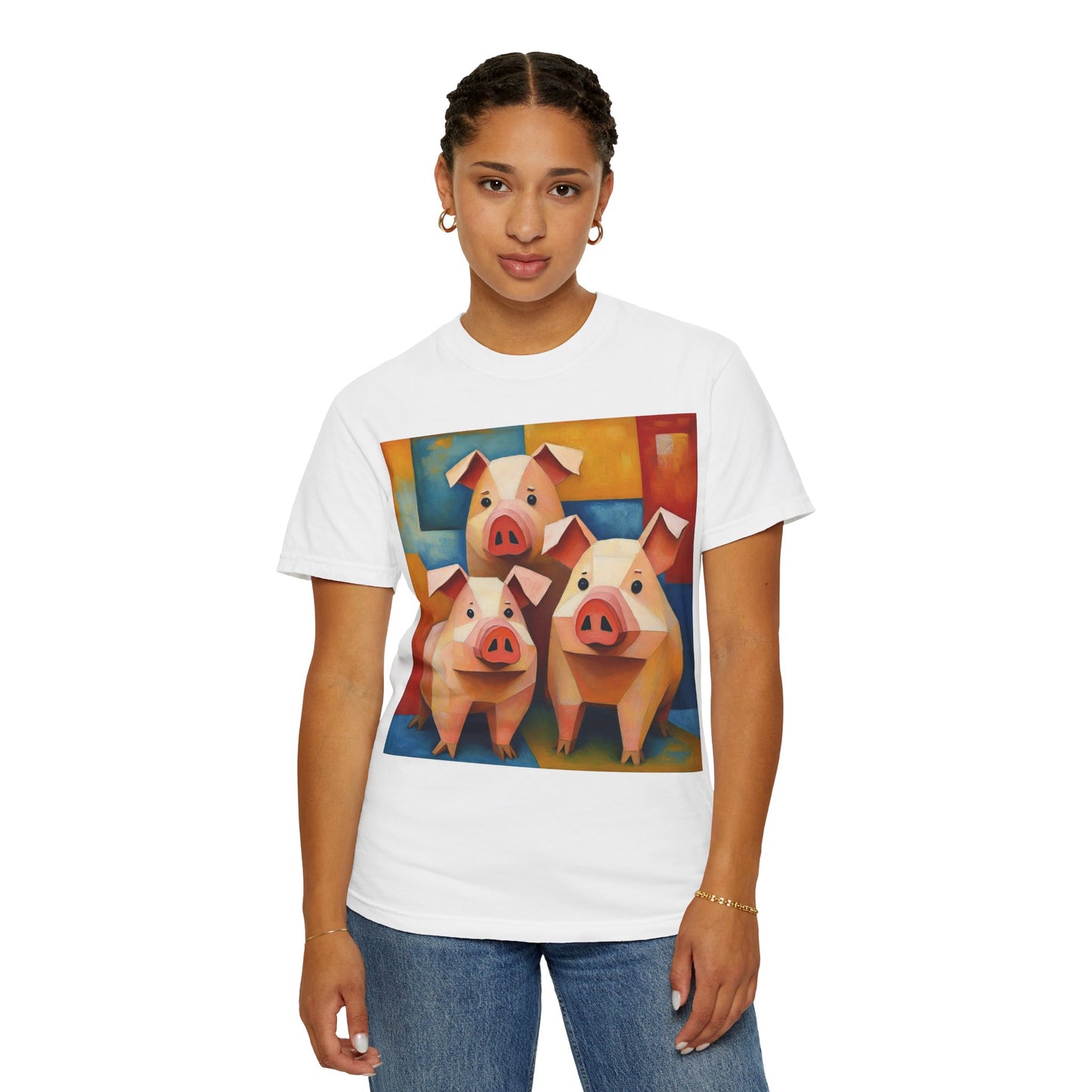 Pig Art T-Shirt, Funny Farm Tee, Animal Lover Gift, Unisex Graphic Tee, Cute Farmhouse Style, Casual Everyday Wear