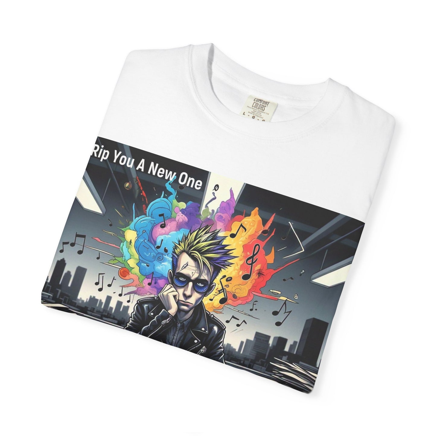 Colorful Creative T-Shirt - Rip You A New One Graphic Tee, Unisex Design for Artists, Music Lovers, Gift for Holidays, Casual Wear