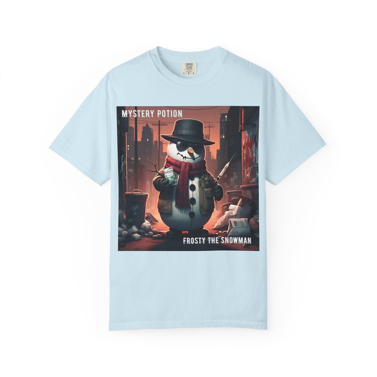 Frosty The Snowman by Mystery Potion, Parody T-Shirt | Unisex Holiday Tee, Winter Decoration, Gift for Christmas, Cozy Casual Style, Fun Snowman Design