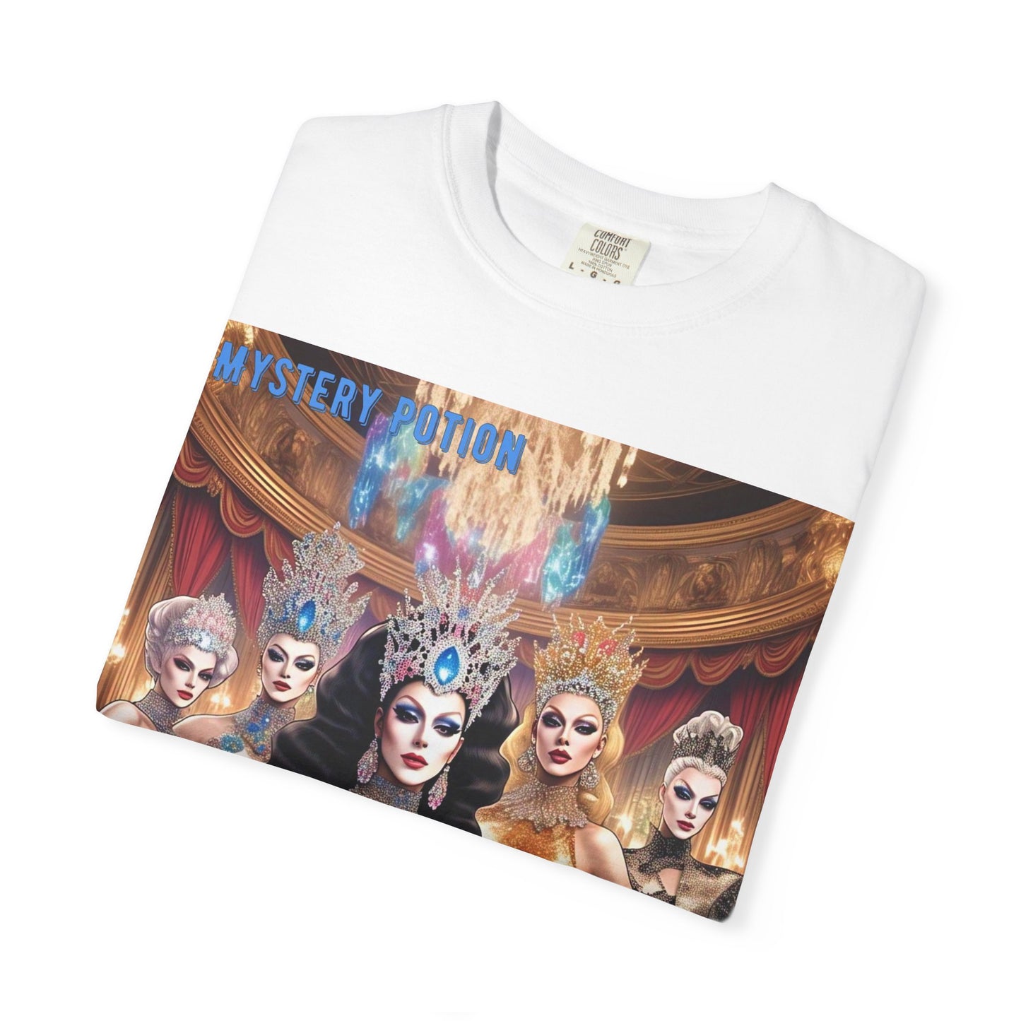 'We're all Queens' by Mystery Potion, Unisex Garment-Dyed T-Shirt, Fashion Apparel for Queens, Vintage-Inspired Tee, Unique Gift for Costume Events, Trendy [...]