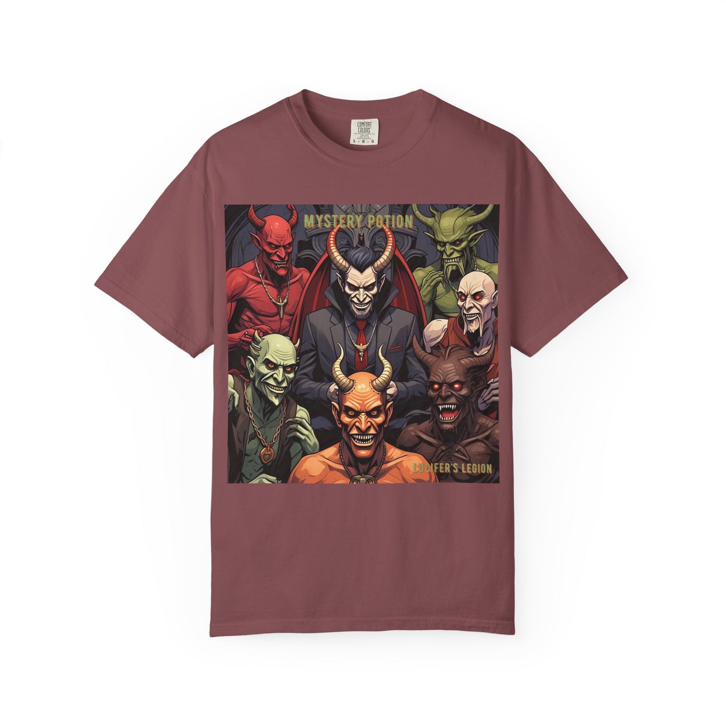 'Lucifer's Legion' by Mystery Potion, Unisex T-Shirt, Devil-Inspired Tee, Halloween Shirt, Comic Book Merch, Gift for Fans