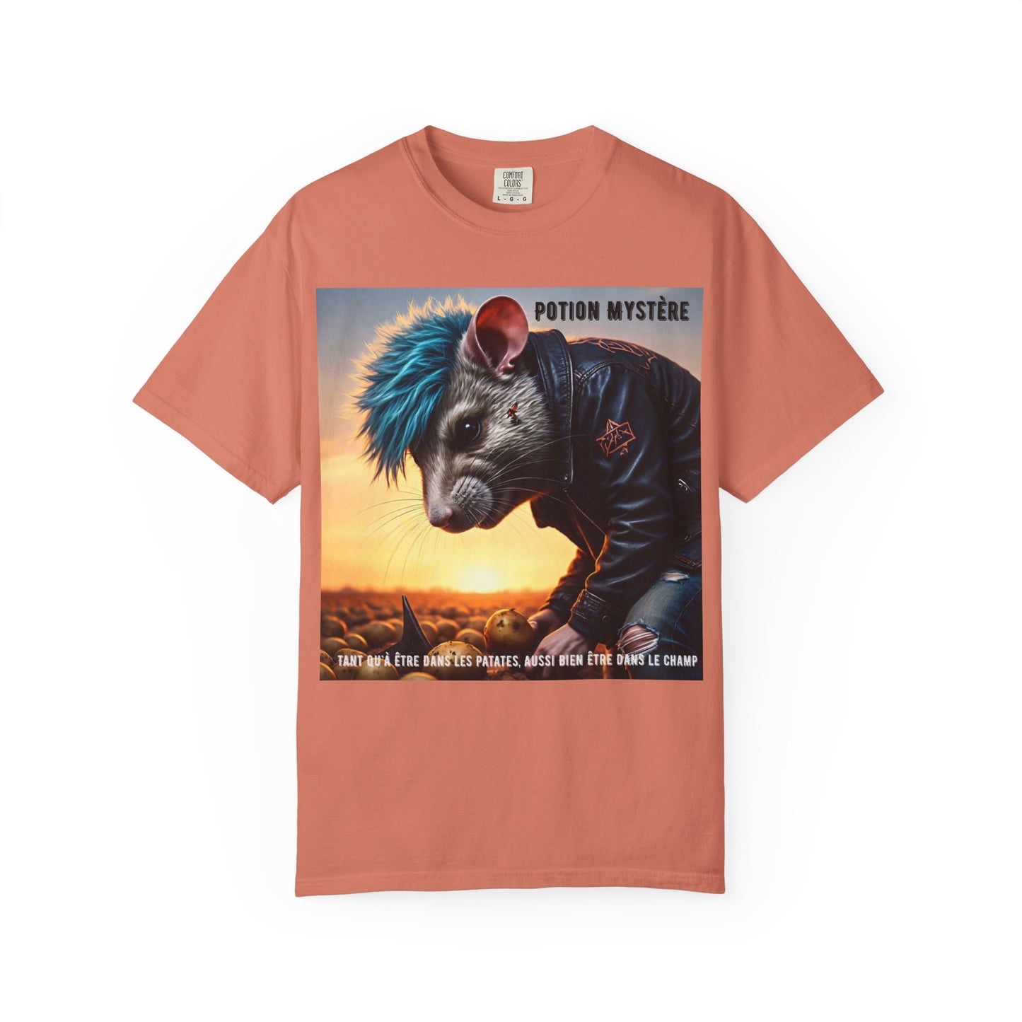 Mystical Punk Rat Toiling The Field Graphic T-Shirt | Unisex, Art Tee, Unique Animal Print, Gift for Animal Lovers, Casual Wear