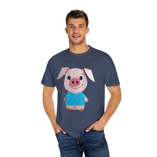 Cute Pig Character T-Shirt, Animal Lover Gift, Funny Graphic Tee, Casual Wear, Farm Themed Shirt