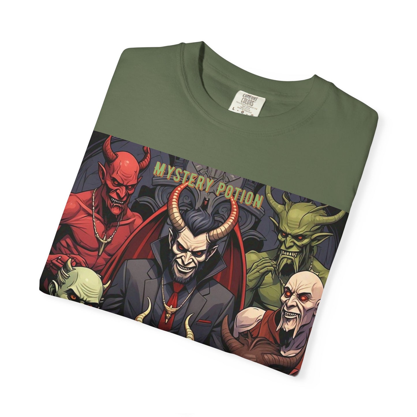 'Lucifer's Legion' by Mystery Potion, Unisex T-Shirt, Devil-Inspired Tee, Halloween Shirt, Comic Book Merch, Gift for Fans