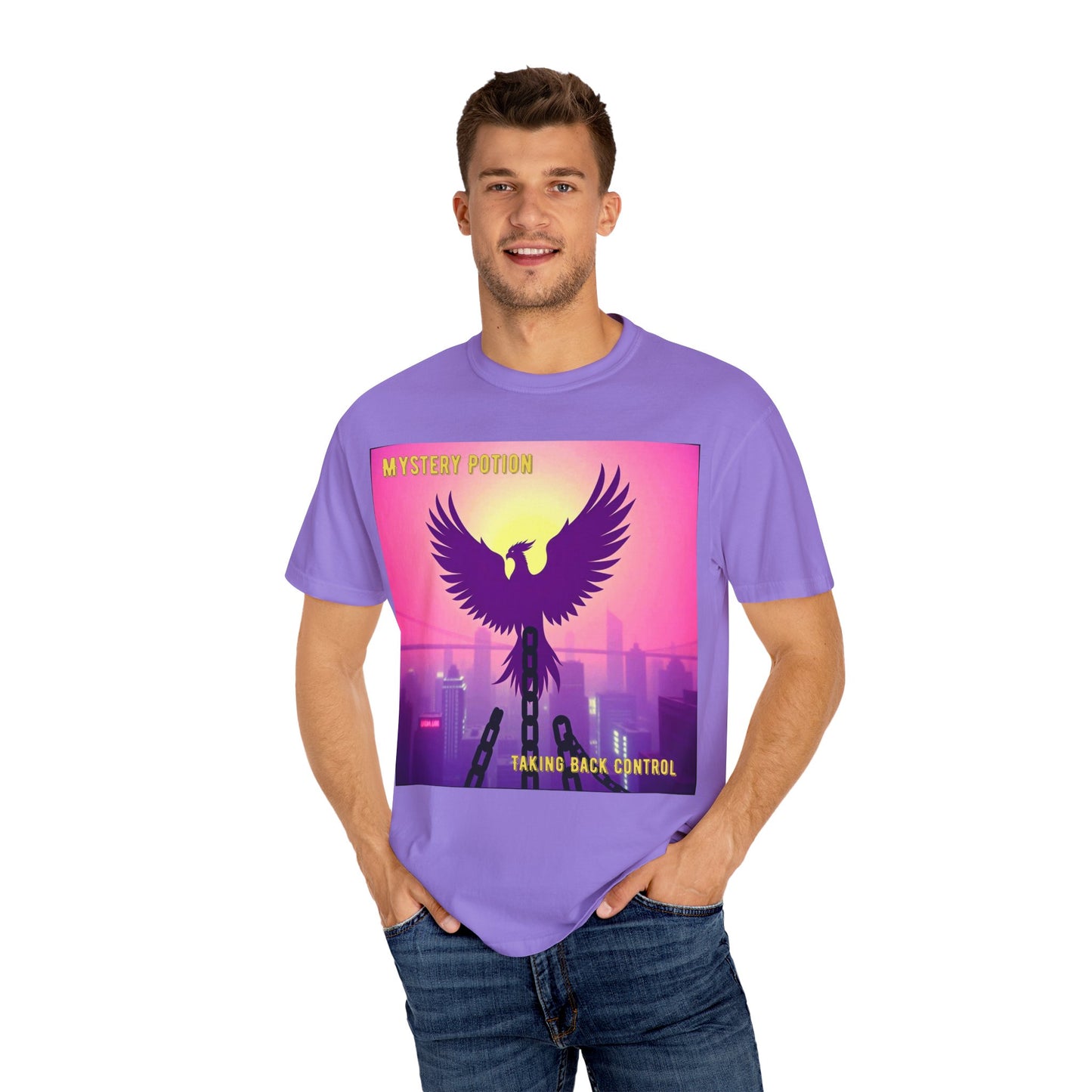 'Taking Back Control' by Mystery Potion, Phoenix Rising, Breaking Chains Unisex T-Shirt - Taking Back Control, Graphic Tee for Casual Wear, Perfect for Festivals, Gifts, and Everyday Style