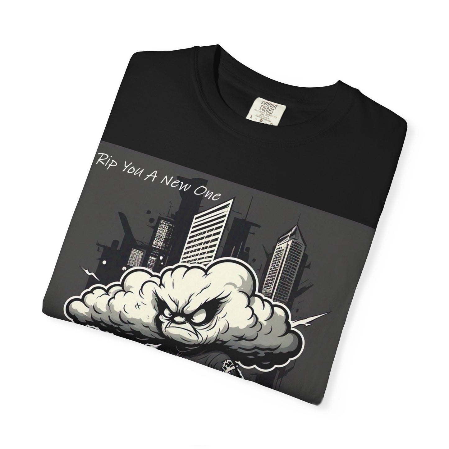 'When The Wind Blows Strong' by Rip You A New One, Urban Angry Cloud Graphic Tee, Cool Casual Wear, Street Style Unisex Shirt, Perfect Gift for Comics Lovers, Everyday Comfort