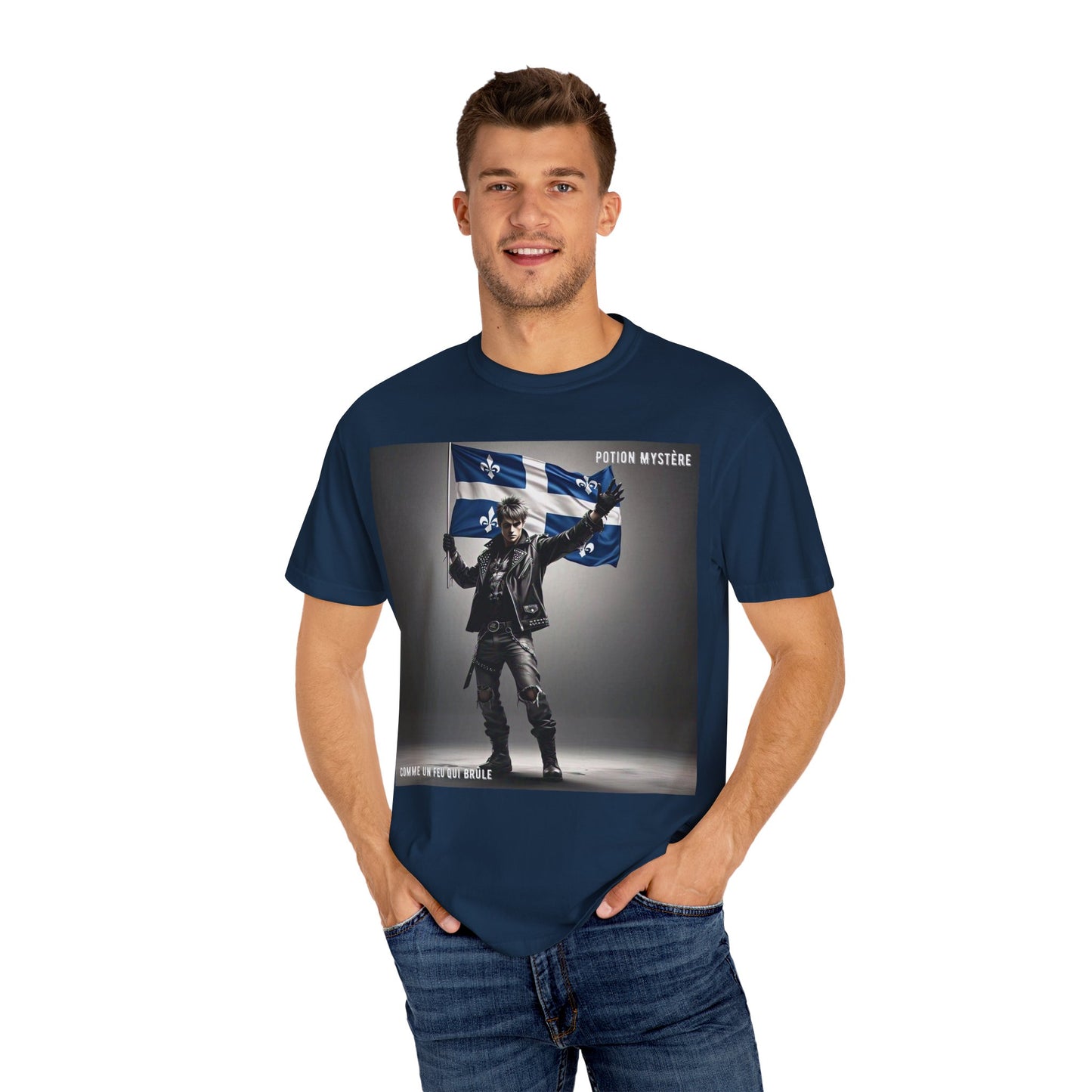 Vibrant Unisex Garment-Dyed T-Shirt, Cozy Casual Wear, Perfect Gift for Men & Women, Statement Tee for Quebec Patriotic Celebrations