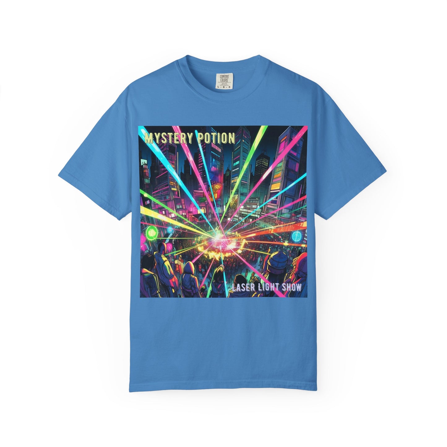 Mystery Potion Laser Light Show Tee, Unisex Graphic T-Shirt, Festival Wear, Concert Shirt, Party Outfit, Colorful Apparel