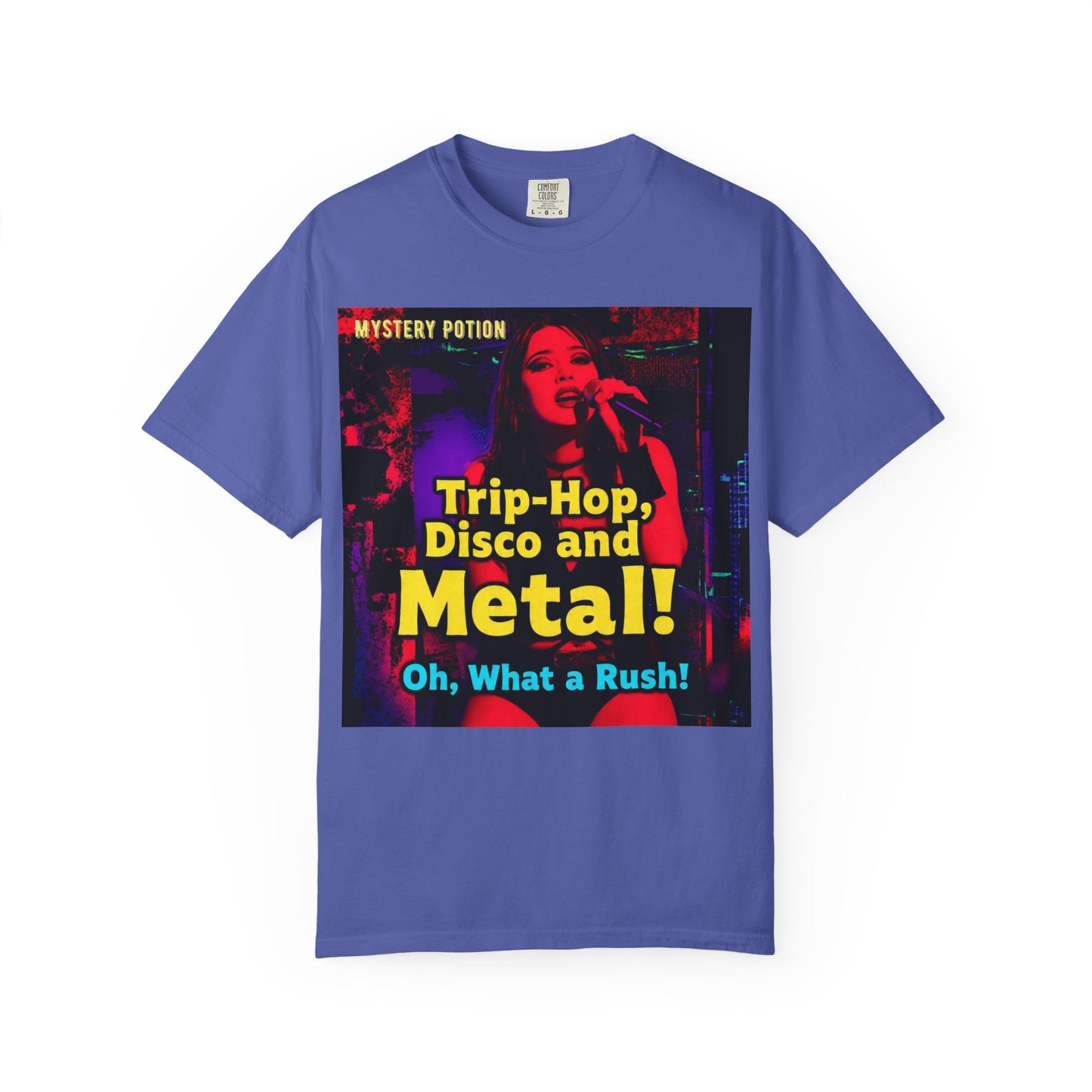 Trip Hop, Disco and Metal! Oh, What a Rush Vibrant Music-Themed Unisex T-shirt | Perfect Gift for Music Lovers, Concert Attendees, Band Merch, Festival Apparel, and Casual Wear