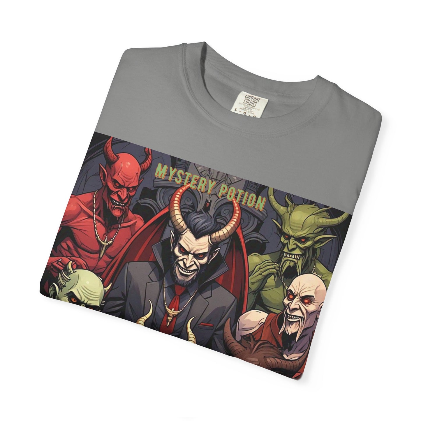 'Lucifer's Legion' by Mystery Potion, Unisex T-Shirt, Devil-Inspired Tee, Halloween Shirt, Comic Book Merch, Gift for Fans