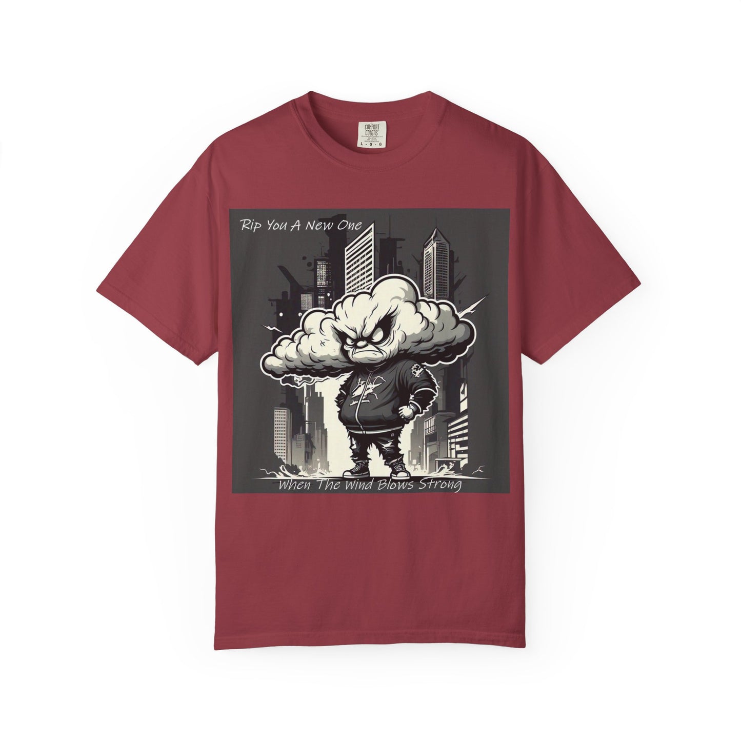 'When The Wind Blows Strong' by Rip You A New One, Urban Angry Cloud Graphic Tee, Cool Casual Wear, Street Style Unisex Shirt, Perfect Gift for Comics Lovers, Everyday Comfort