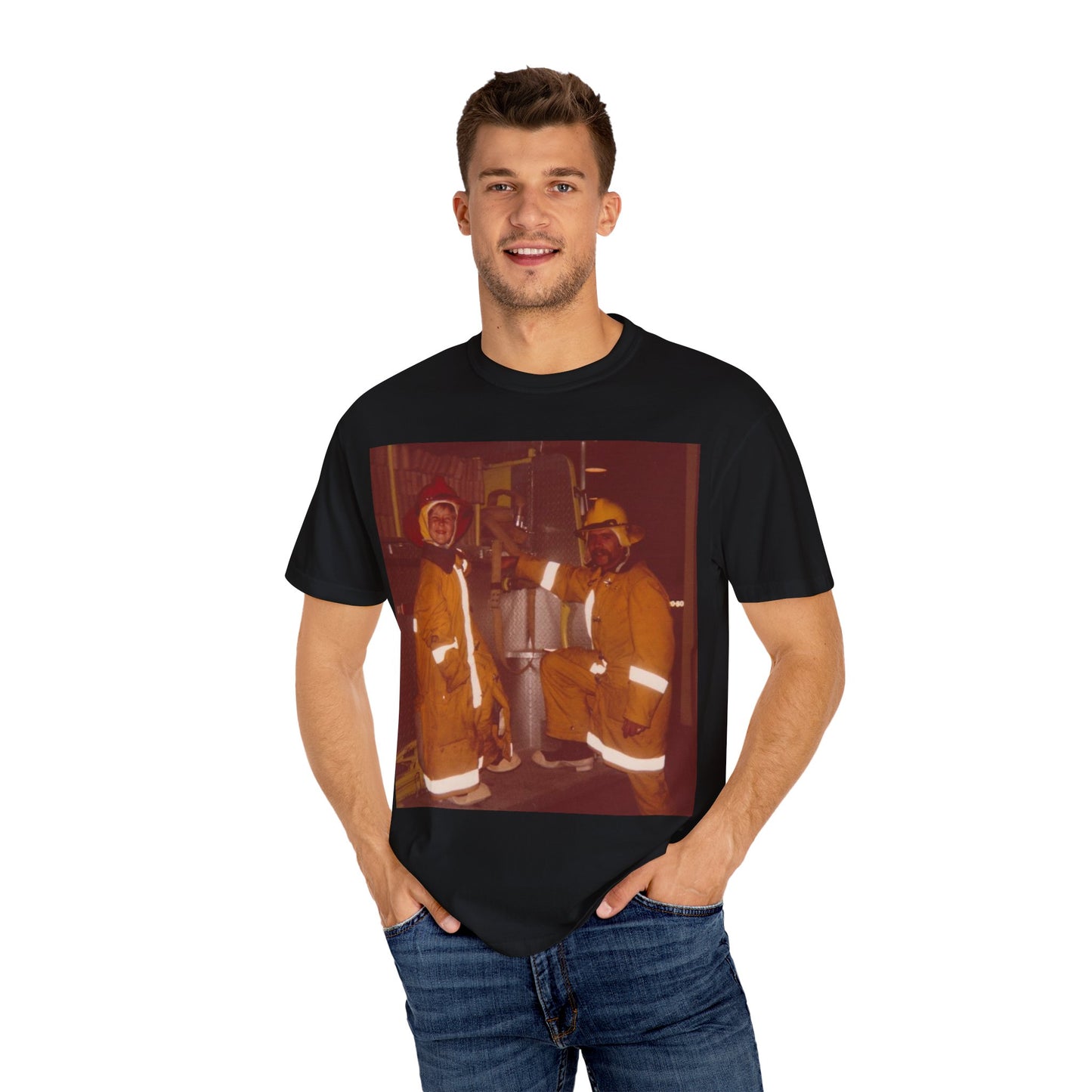 Vintage Firefighter T-Shirt, Unisex Garment-Dyed Tee, Retro Fire Rescue Shirt, Firefighter Gifts, Hero Tribute Apparel