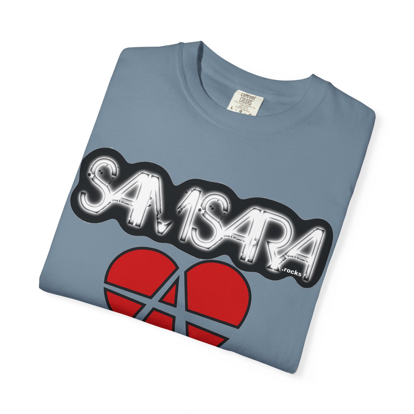 'Samsara Rocks' Logo, Love and Anarchy Graphic Tee | Unisex Garment-Dyed T-Shirt, Casual Fashion, Heart Design, Streetwear, Gift for Him/Her