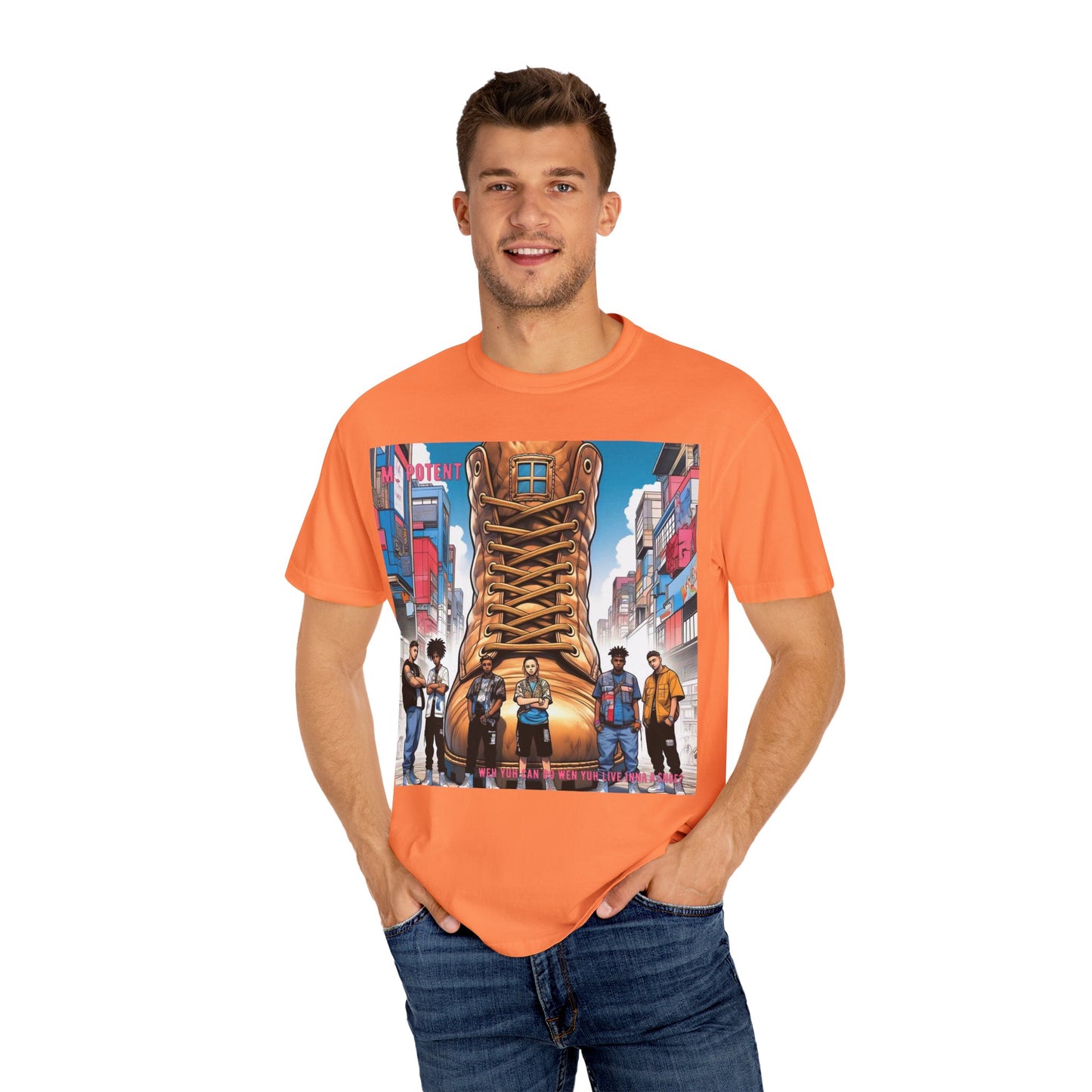 Urban-Inspired "What Can You Do When You Live In A Shoe?" Graphic Tee, Streetwear T-shirt, Casual Wear, Hip Hop Fashion, Birthday Gift, Unisex T-shirt with Bold Design