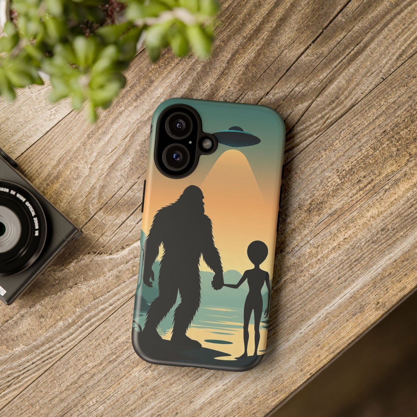 Bigfoot Alien Phone Case, Unique Tough Phone Cover, Gift for UFO Lovers, Geeky Phone Accessory, Adventure Phone Protector