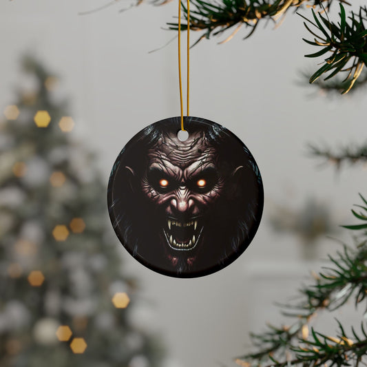 I Am Krampus Spooky Ceramic Ornaments, 2-Sided Print, Christmas Horror Decor, Unique Gifts, Festive Holiday Decorations, Haunting Ornaments
