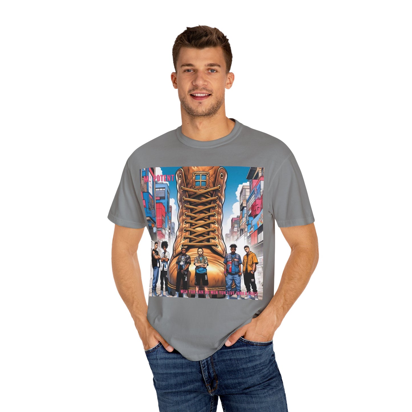 Urban-Inspired "What Can You Do When You Live In A Shoe?" Graphic Tee, Streetwear T-shirt, Casual Wear, Hip Hop Fashion, Birthday Gift, Unisex T-shirt with Bold Design