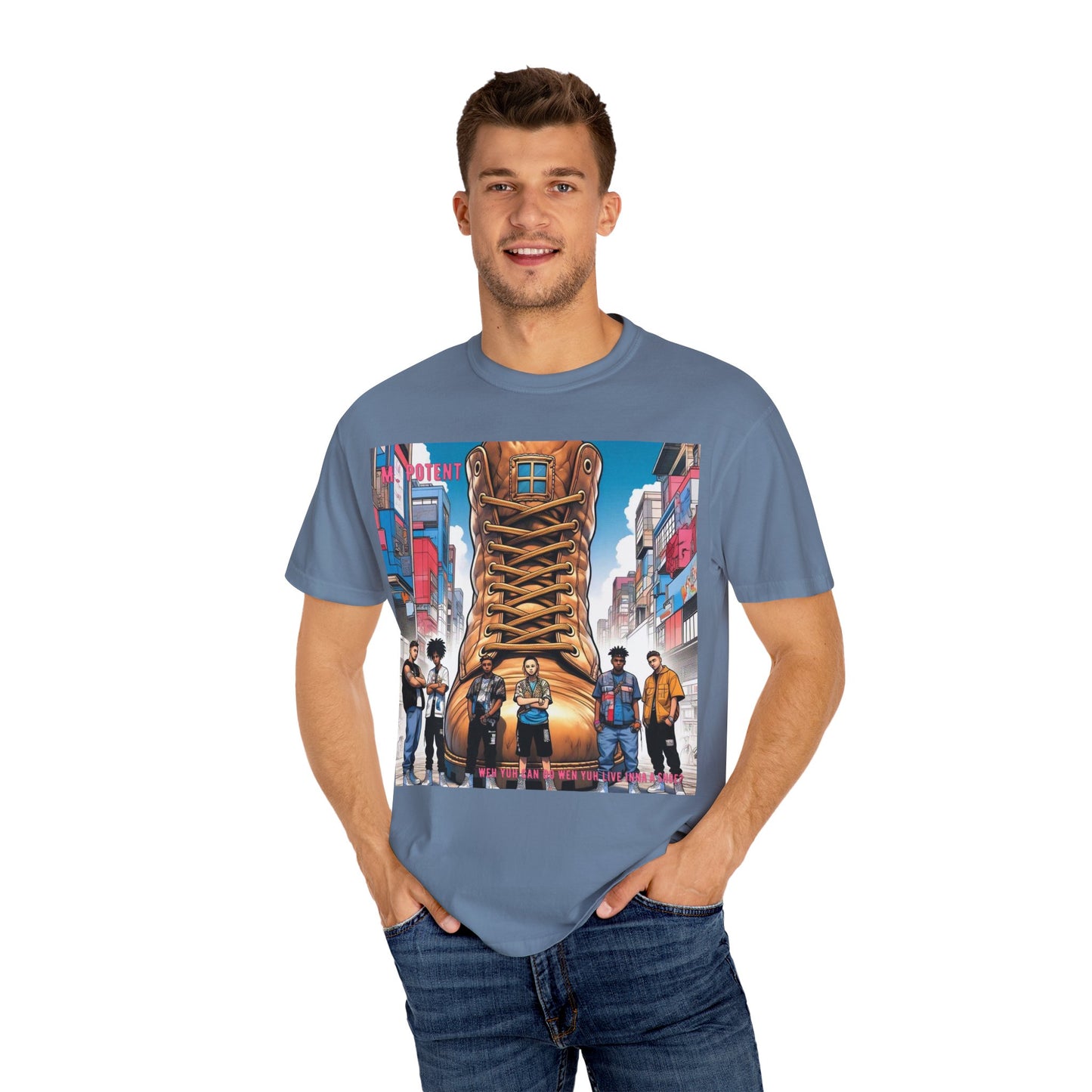 Urban-Inspired "What Can You Do When You Live In A Shoe?" Graphic Tee, Streetwear T-shirt, Casual Wear, Hip Hop Fashion, Birthday Gift, Unisex T-shirt with Bold Design