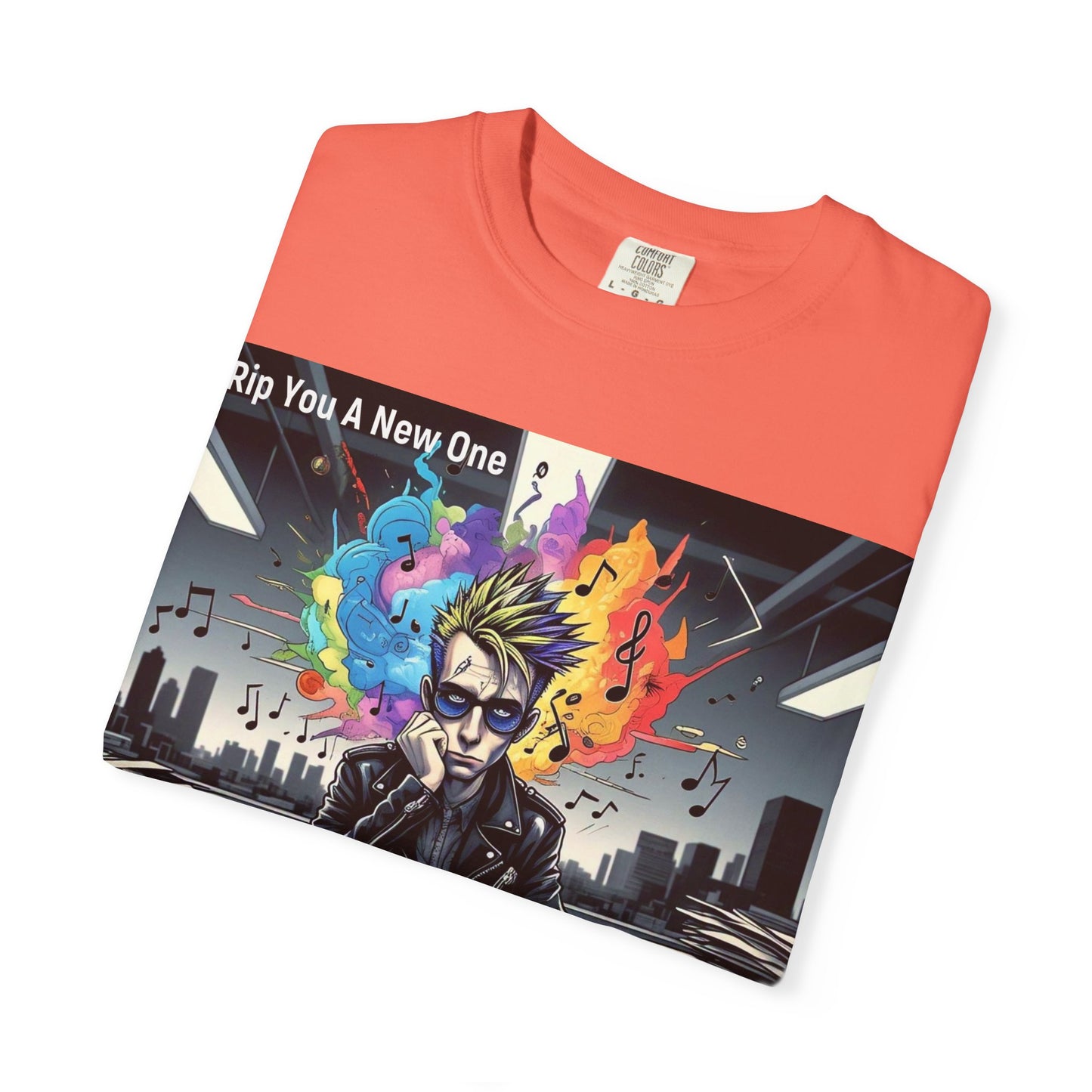 Colorful Creative T-Shirt - Rip You A New One Graphic Tee, Unisex Design for Artists, Music Lovers, Gift for Holidays, Casual Wear