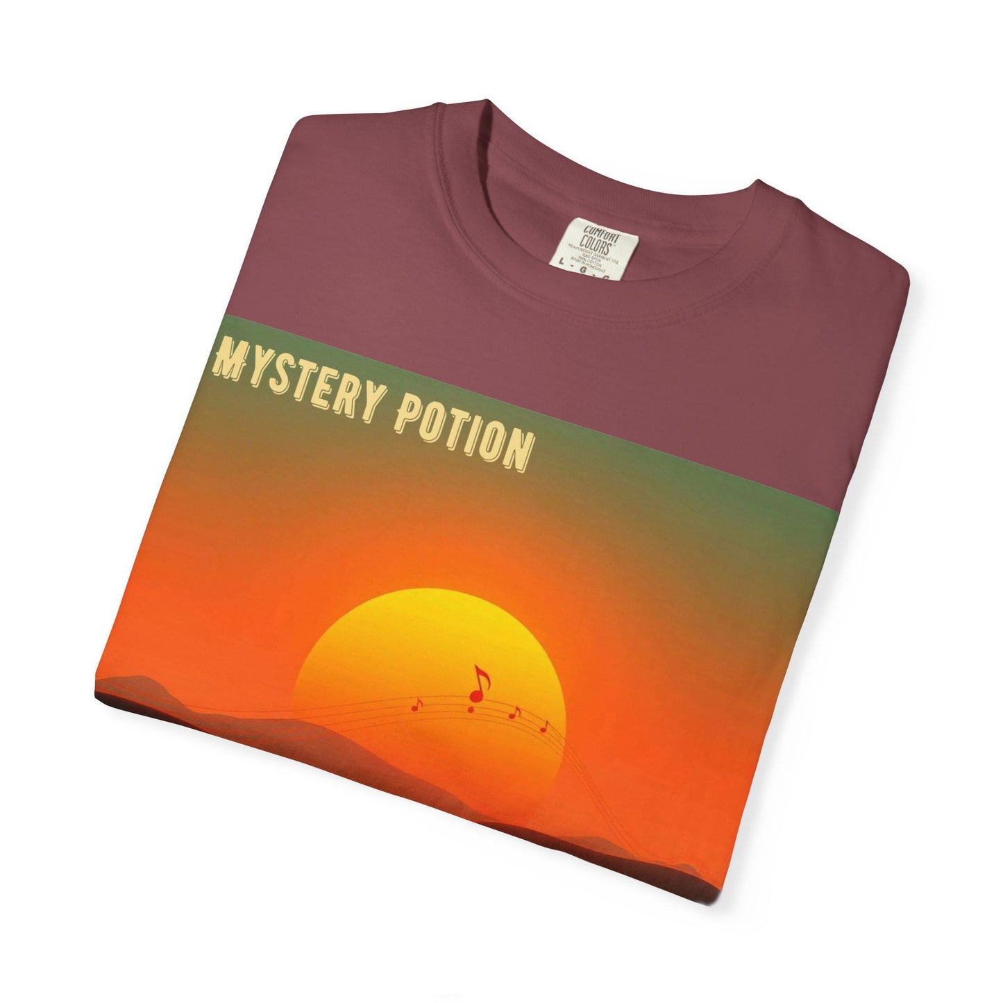 'The Summer of '25'  by Mystery Potion, Mystical Sunset T-Shirt - Unisex Garment-Dyed Tee, Retro Vibe, Bohemian Style, Summer Essential Swag